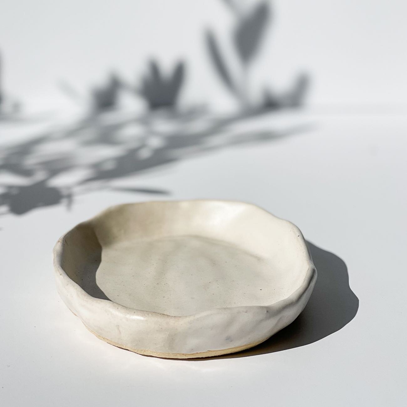 As weird as it might sound, this little ring dish is one of my favorite items in my new collection. It&rsquo;s a simple little dish, but it tells a story with it&rsquo;s organic shape and smooth creamy surface. I made these one day when I&rsquo;d bee