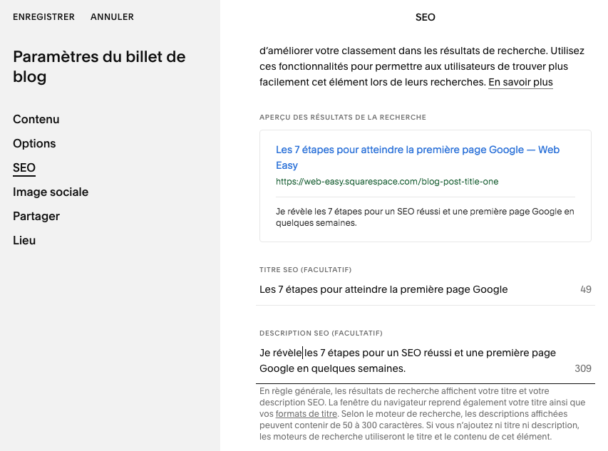 Description d’un article de blog pour le référencement SEO