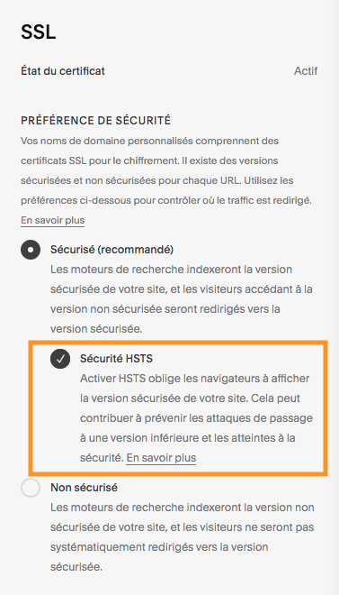 Activer HSTS pour le SEO