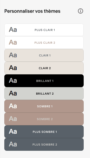 Palette de sections Squarespace 7.1