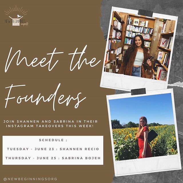 Join our founders, Sabrina Bojeh (@sabrinabojeh)  and Shannen Recio (@shannenrecio) in their instagram takeovers this week! ⁣
⁣
Learn more about why they started new beginnings and who they are! Stay tuned! ⁣
-⁣
⁣
#Refugees #HumanRights #Migrants #No