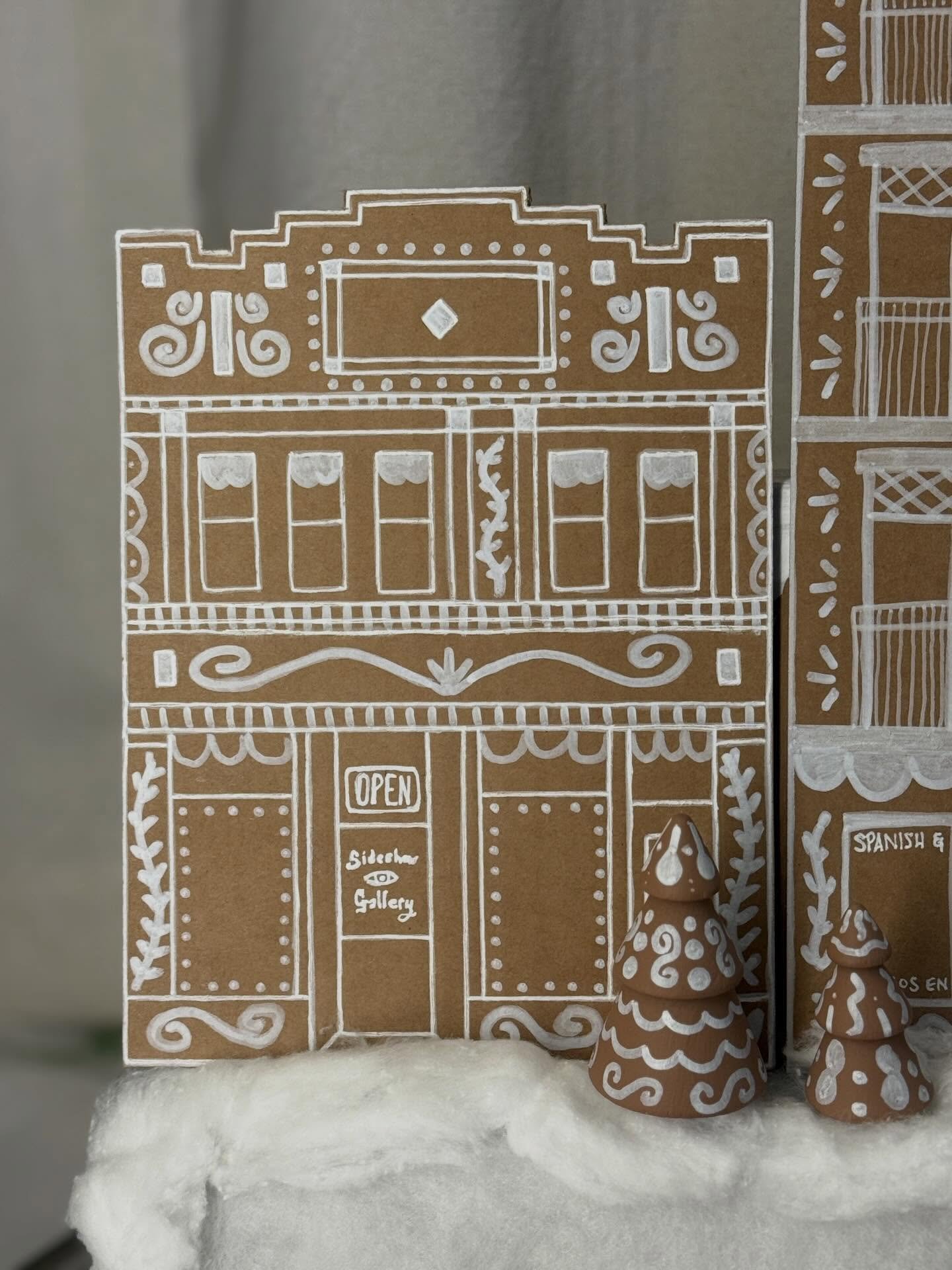 Close-up details of the wonderful retailers that share this short strip of Western Avenue. It was really fun turning these into gingerbread houses, drawn perfectly to scale ofc ☺️