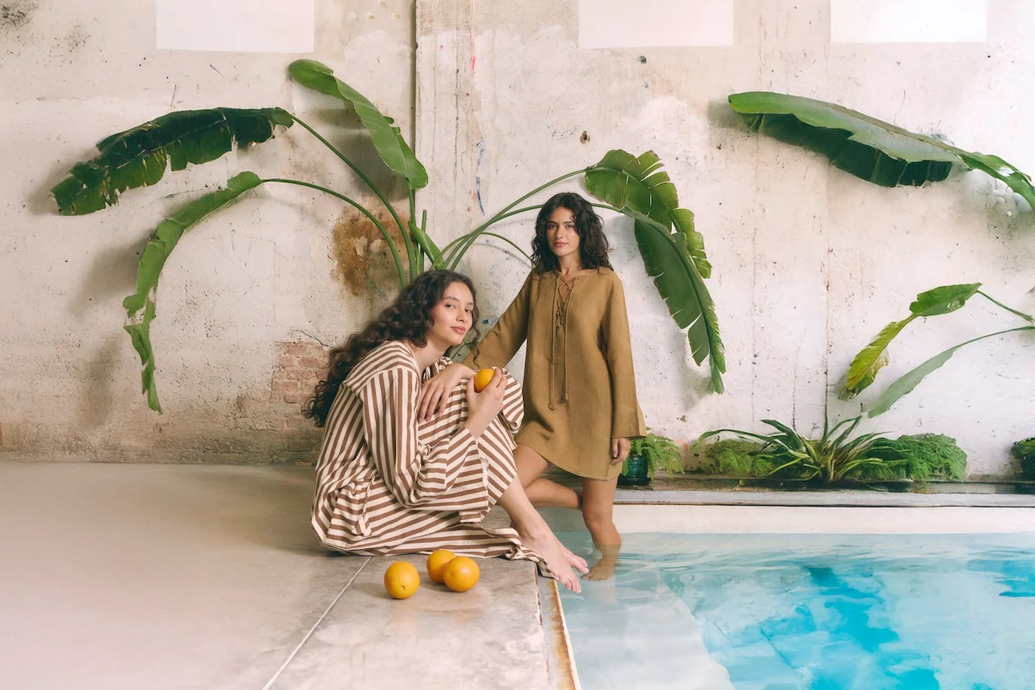 Full production for a summer campaign by the pool in Madrid, Spain