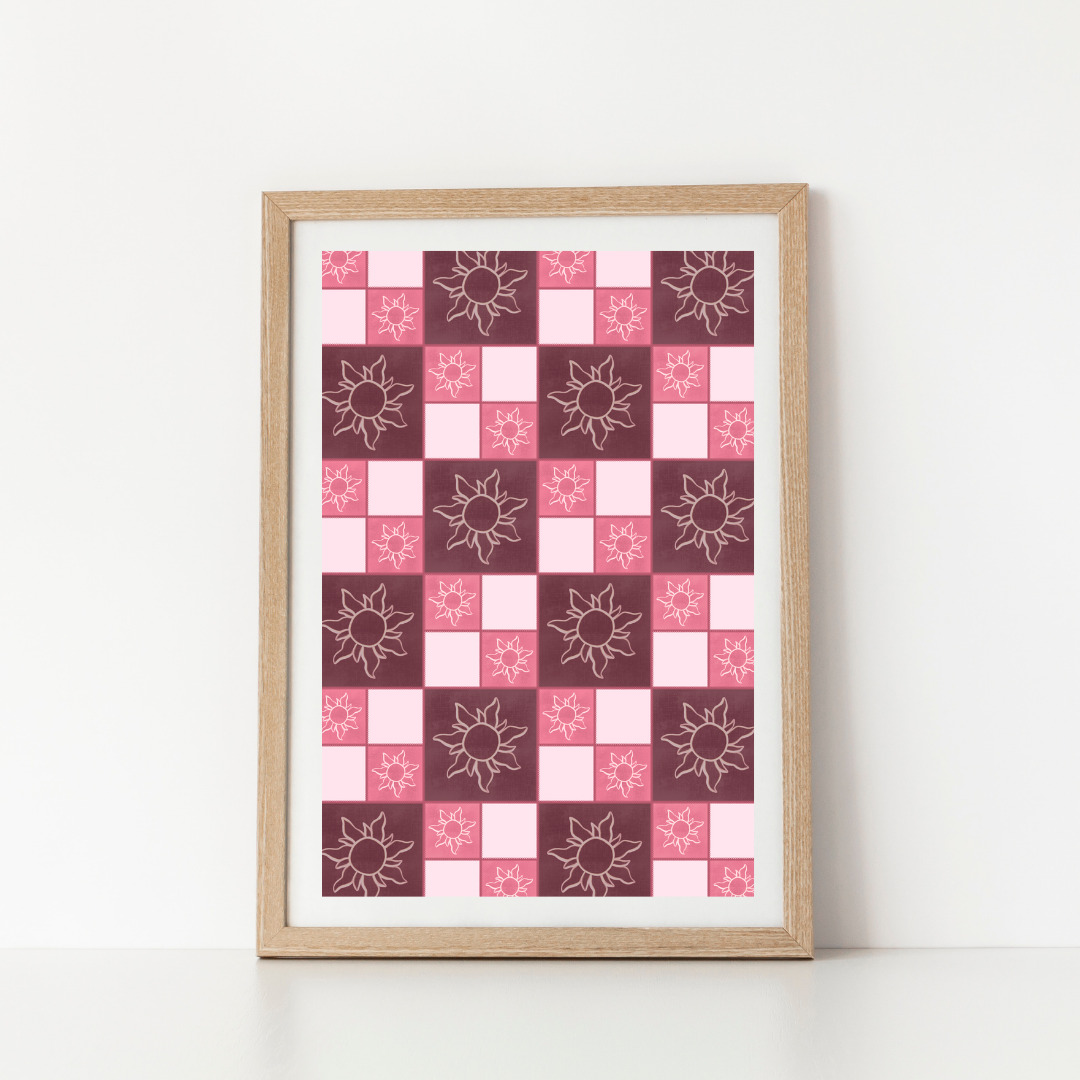 Sunburst Checkered Art Print - A6, A5, A4, and A3