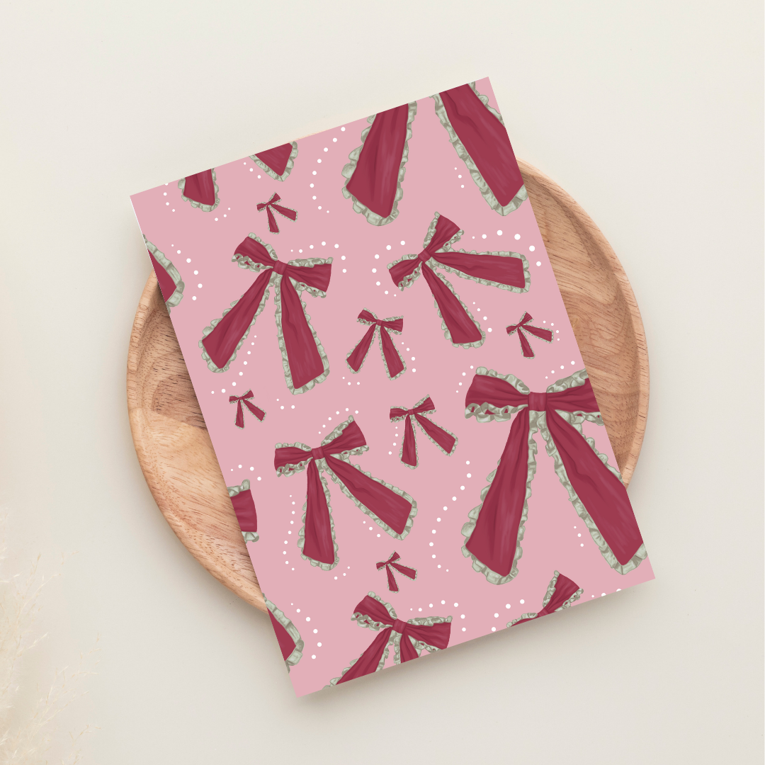 Festive Ruffle Bow Art Print - A6, A5, A4, and A3