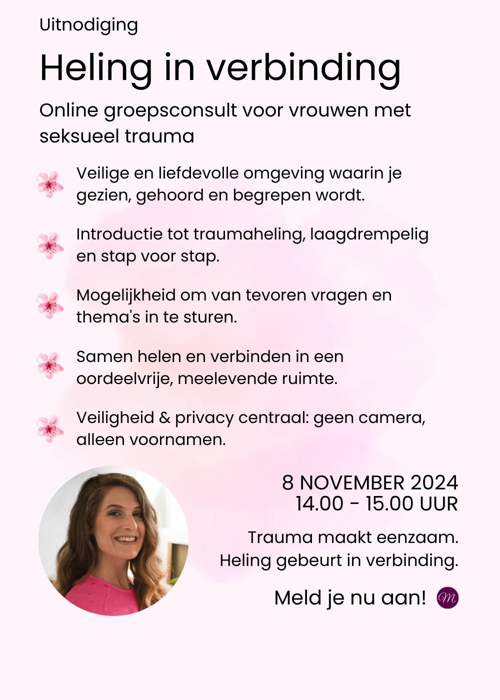 Voor vrouwen die de zware impact van seksueel geweld hebben ervaren, kan heling vaak voelen als een eenzame reis. Trauma raakt niet alleen onze lichaam en geest, maar kan ook ons gevoel van verbinding met onszelf en anderen be&iuml;nvloeden.

Trauma 