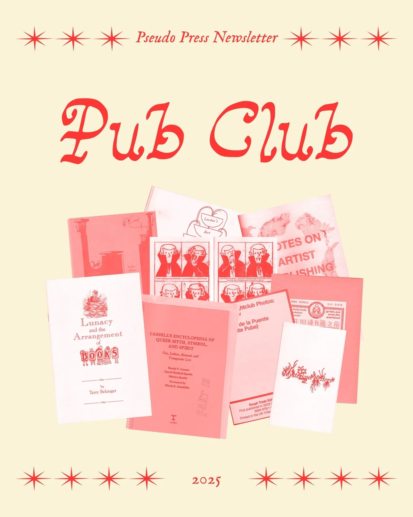 every small press book, zine, series &amp; exhibition that I reviewed in 2025! 

The Pseudo Newsletter&rsquo;s Pub Club column shares publications from my fellow small publishers &amp; artists who are making cool books, playing with form, or widening