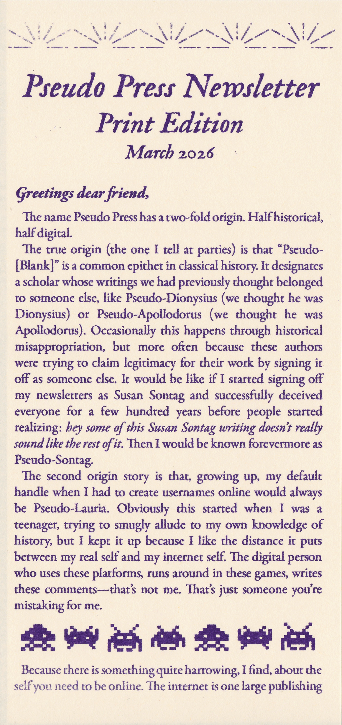 Pseudo Newsletter #15 – March 2026