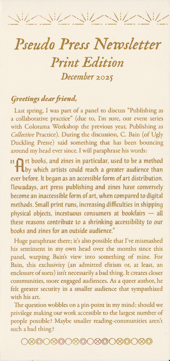 Pseudo Newsletter #12 – December 2025