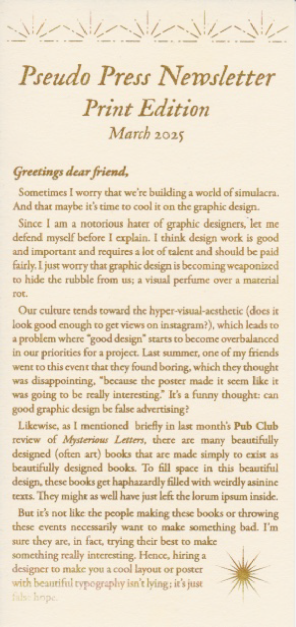 Pseudo Newsletter #3 – March 2025