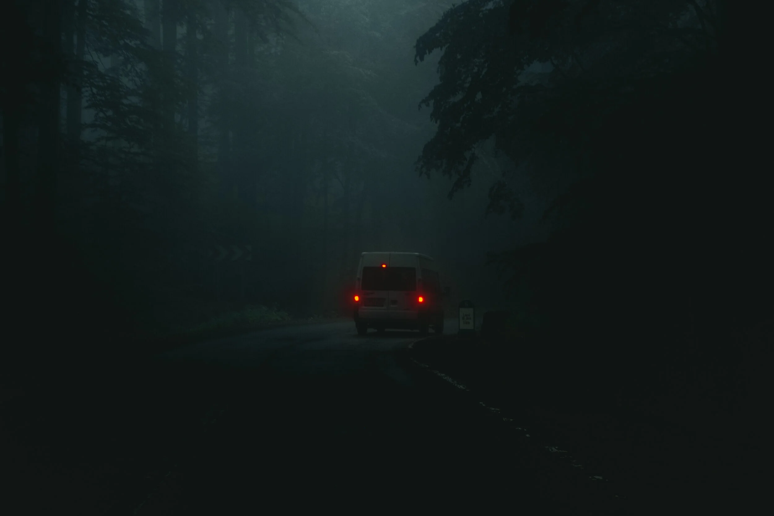 The road that leads to the Saint Ana Lake engulfed in mist, captured on 21.06.2020