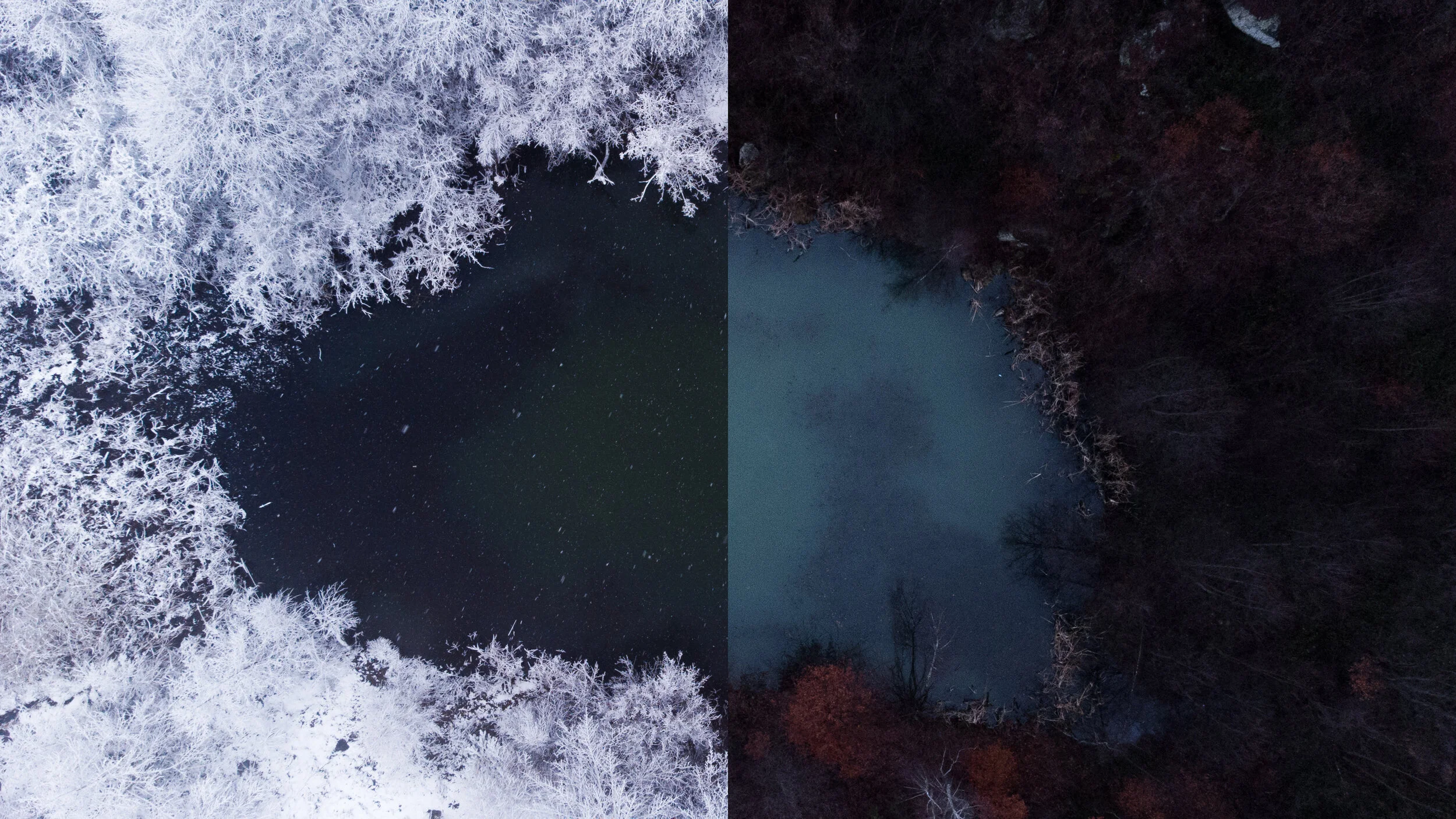 The 'Borviz Springs - Iezuri' mineral water springs located near my hometown captured on 25/12/2020 (right) and 16/12/2020 (left)