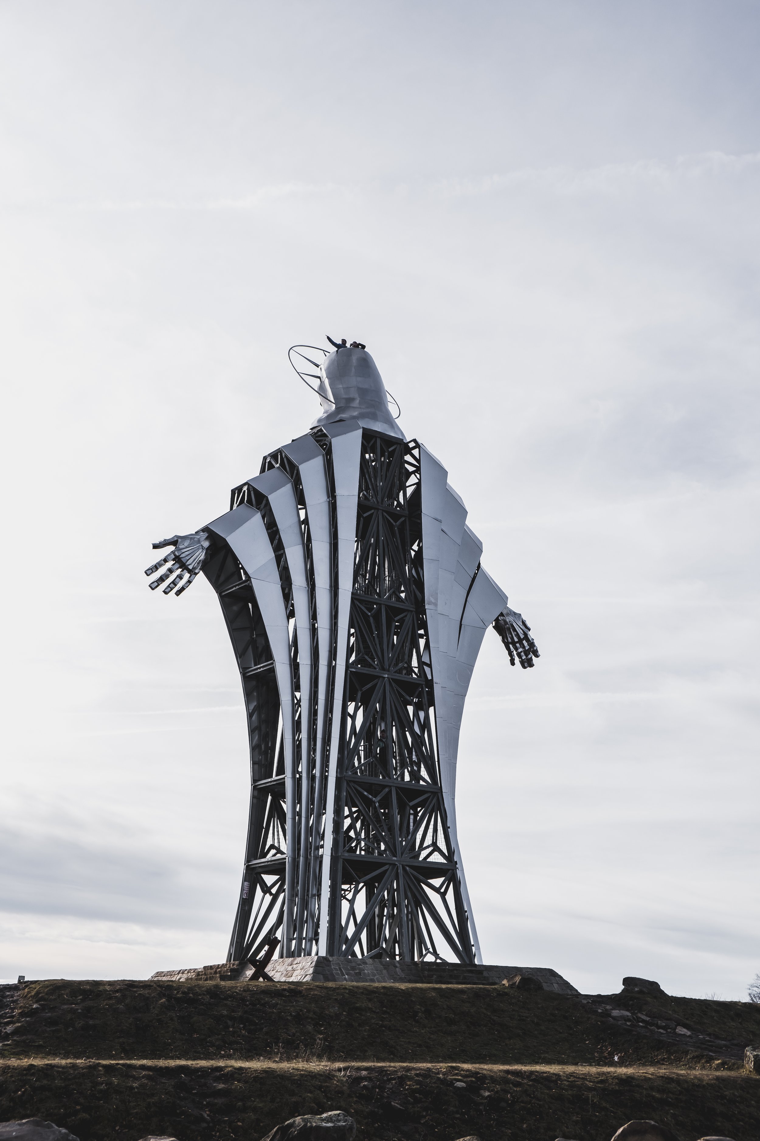 Jesus steel statue looking at the sunrise captured on 06/01/2024