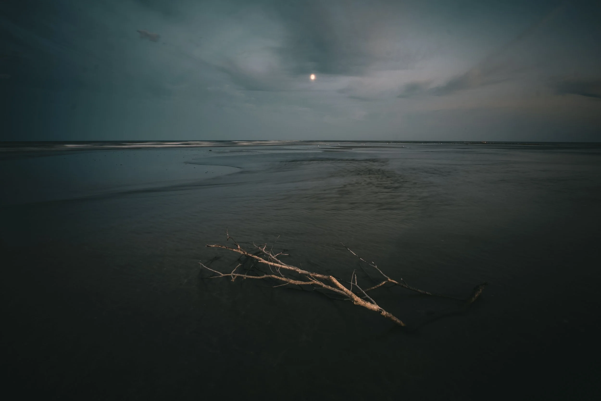 The moon rising over the Black Sea and the Danube River, captured on  09/08/2022