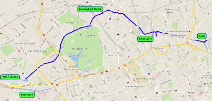 Little Venice to Angel Map