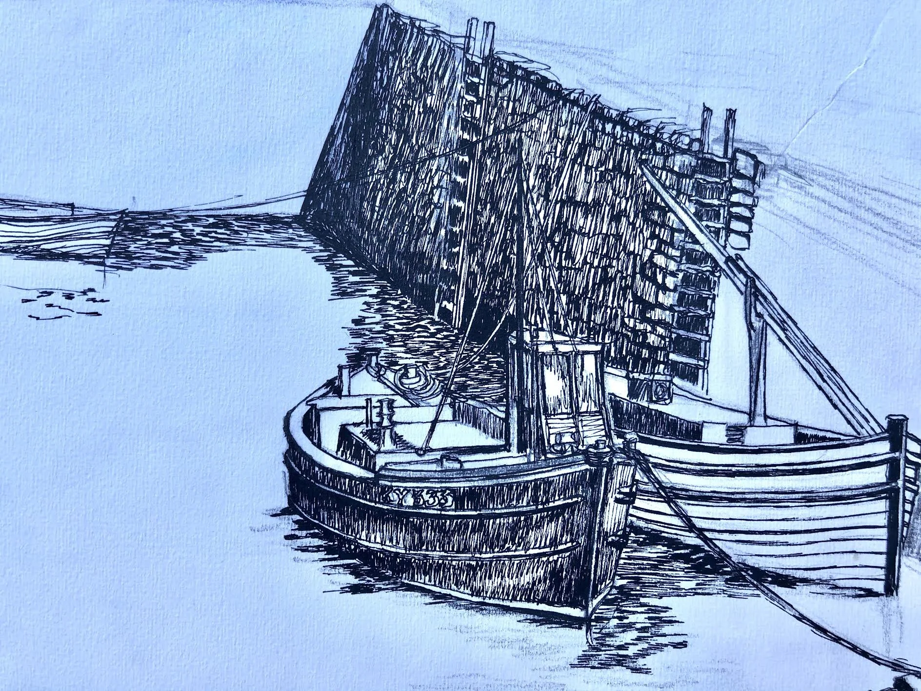 Blue Boat ( 20 x 30 cm Pen and Ink)
