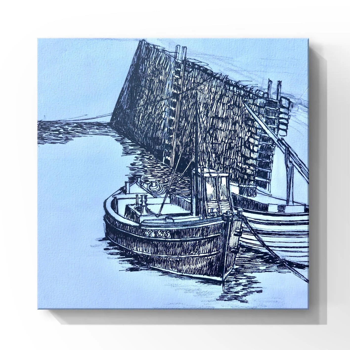 Blue Boat ( 20 x 30 cm Pen and Ink)