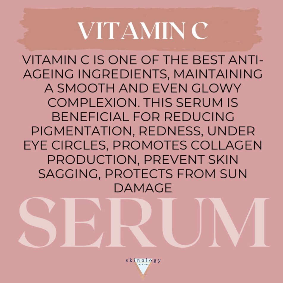 VITAMIN C ✨ Our favorite serum to use on every client 🙌🏼 Did you know our Skinology Vital C Serum is an antioxidant powerhouse that will improve the look of skin tone AND protect your skin from environmental stressors?! This nourishing serum will r