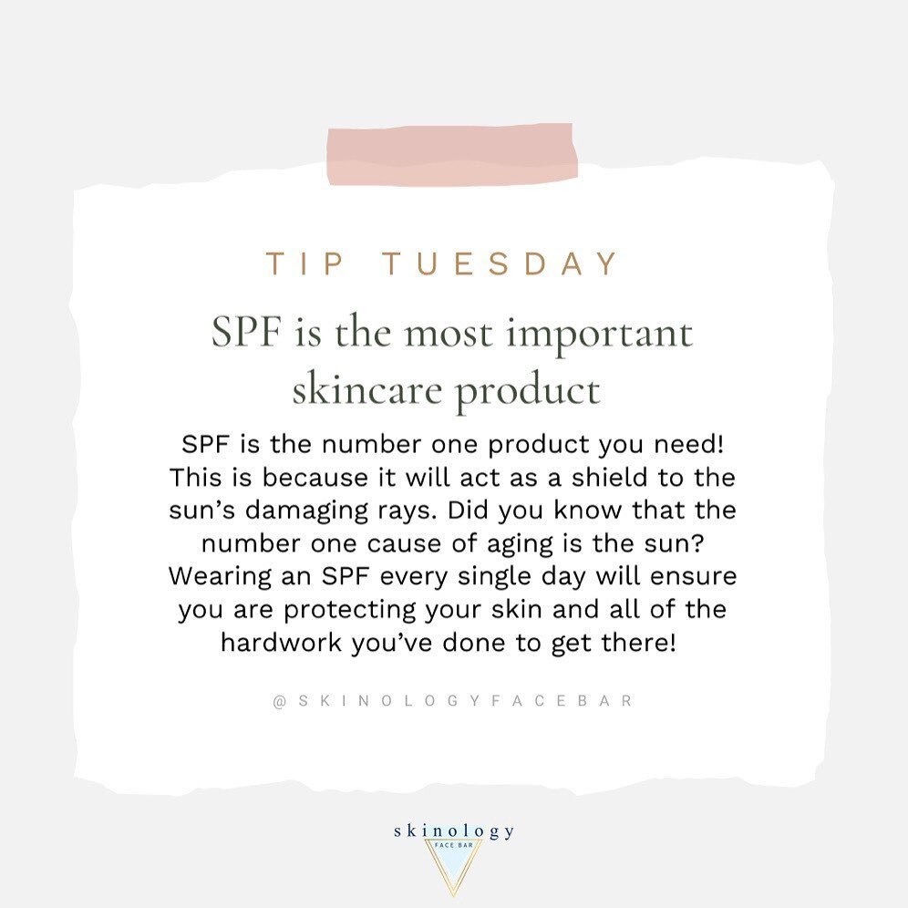 #TipTuesday ✨ Never ever forget your SPF! The suns rays can be so damaging and can even reverse every facial treatment or skincare product that has worked so hard to get you where you are! Always apply an SPF 30 or higher to ensure protection.