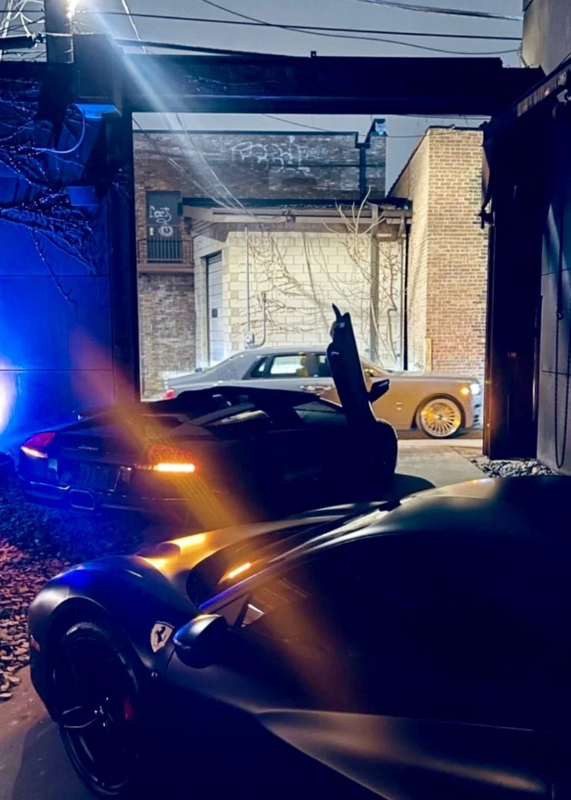 Ds luxury house event with rolls Royce phantom, Ferrari 488, and Lamborghini murcielago in chicago  