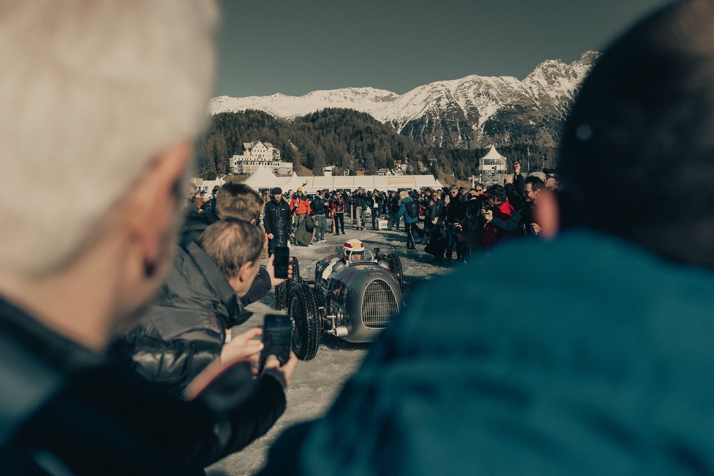 Auto Union Racer at ICE StMoritz 2023 Driving Through DSLuxury Event