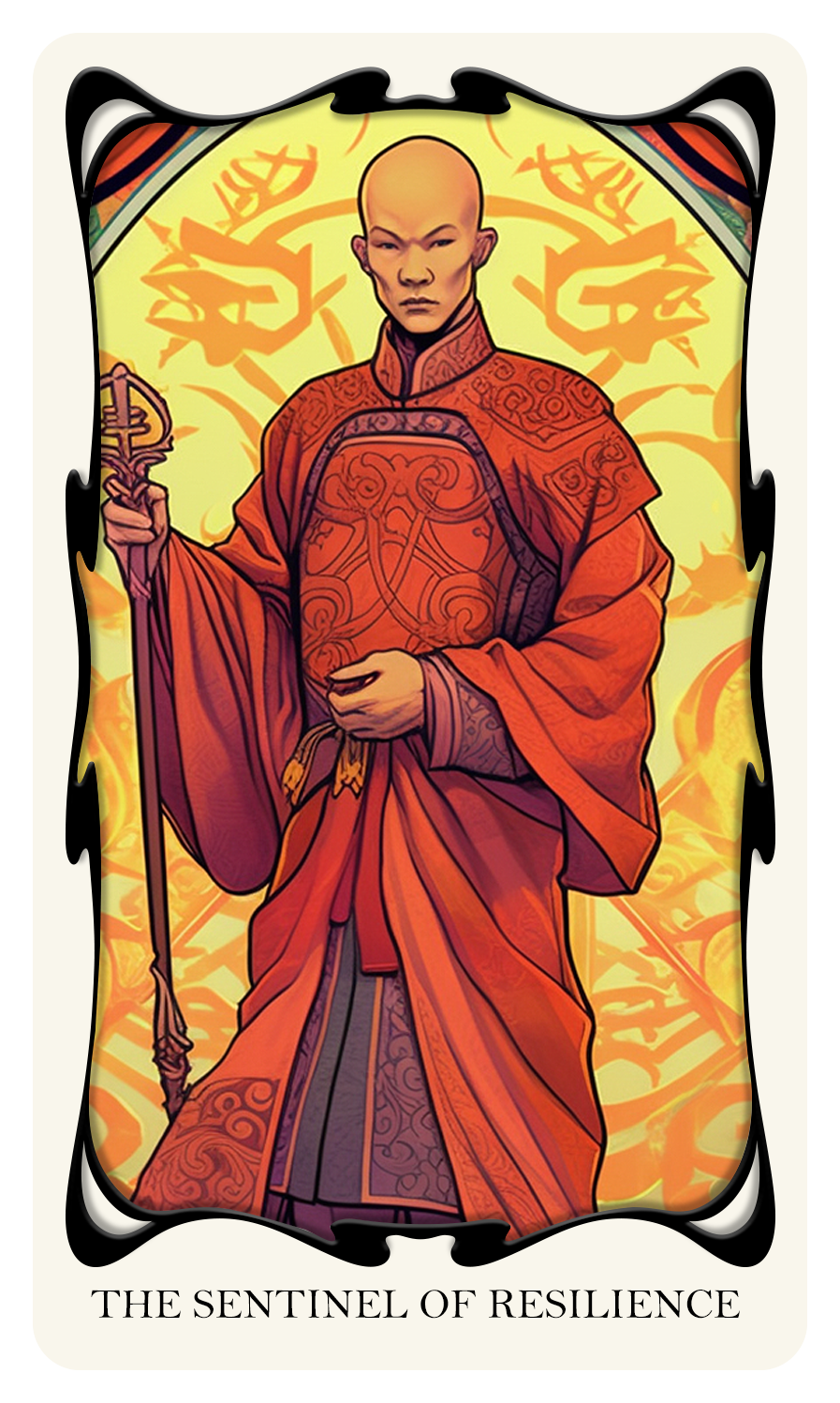 The Sentinel of Resilience: This card embodies the continuous cycle of growth and learning. It asks you to reflect on the skills and strengths you've developed, and how you will use them to confront and manage future trials.