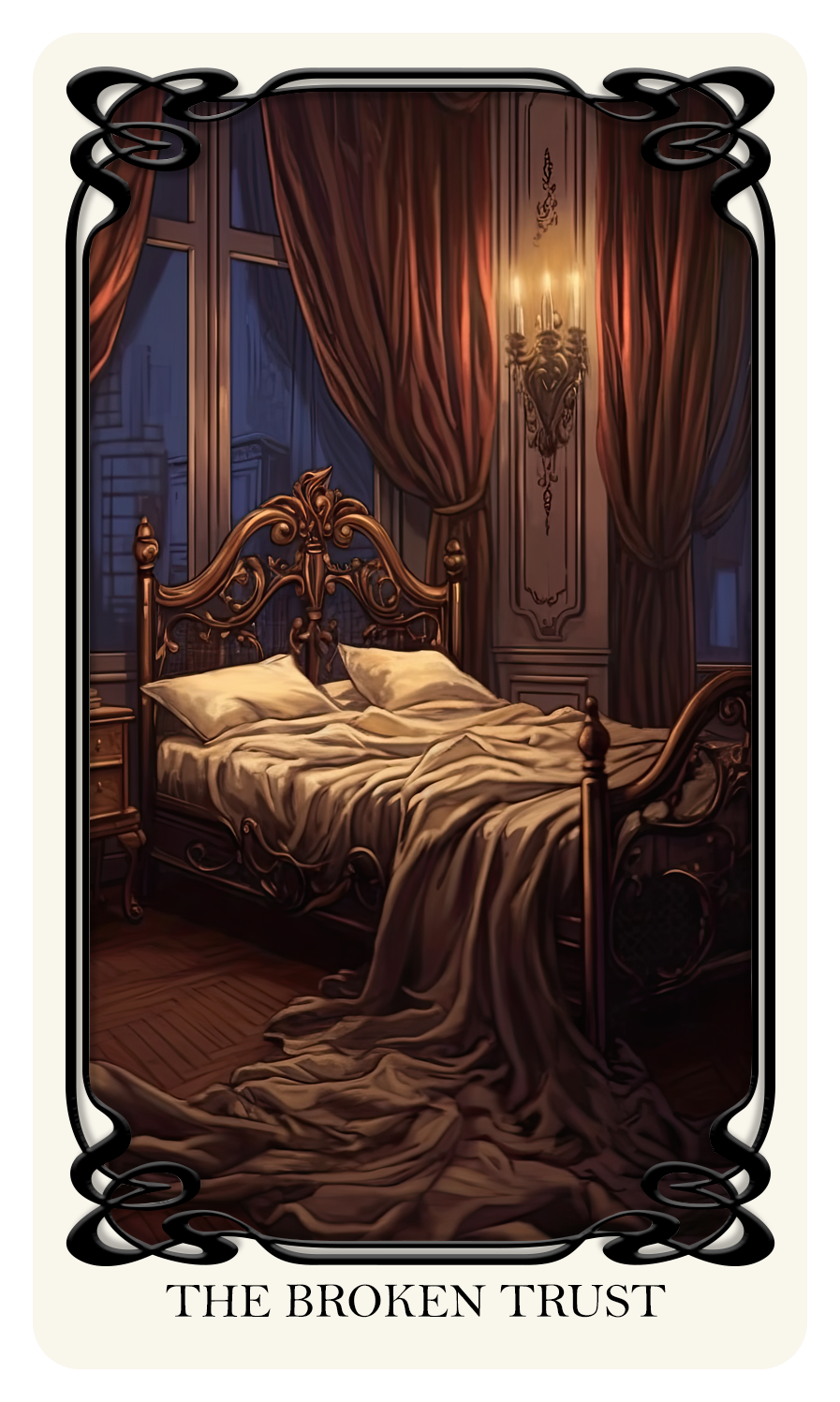 The Broken Trust: This card signifies the betrayal of trust in a relationship, whether romantic, platonic, or familial. It encourages players to confront the shame they may feel in the aftermath of broken trust.
