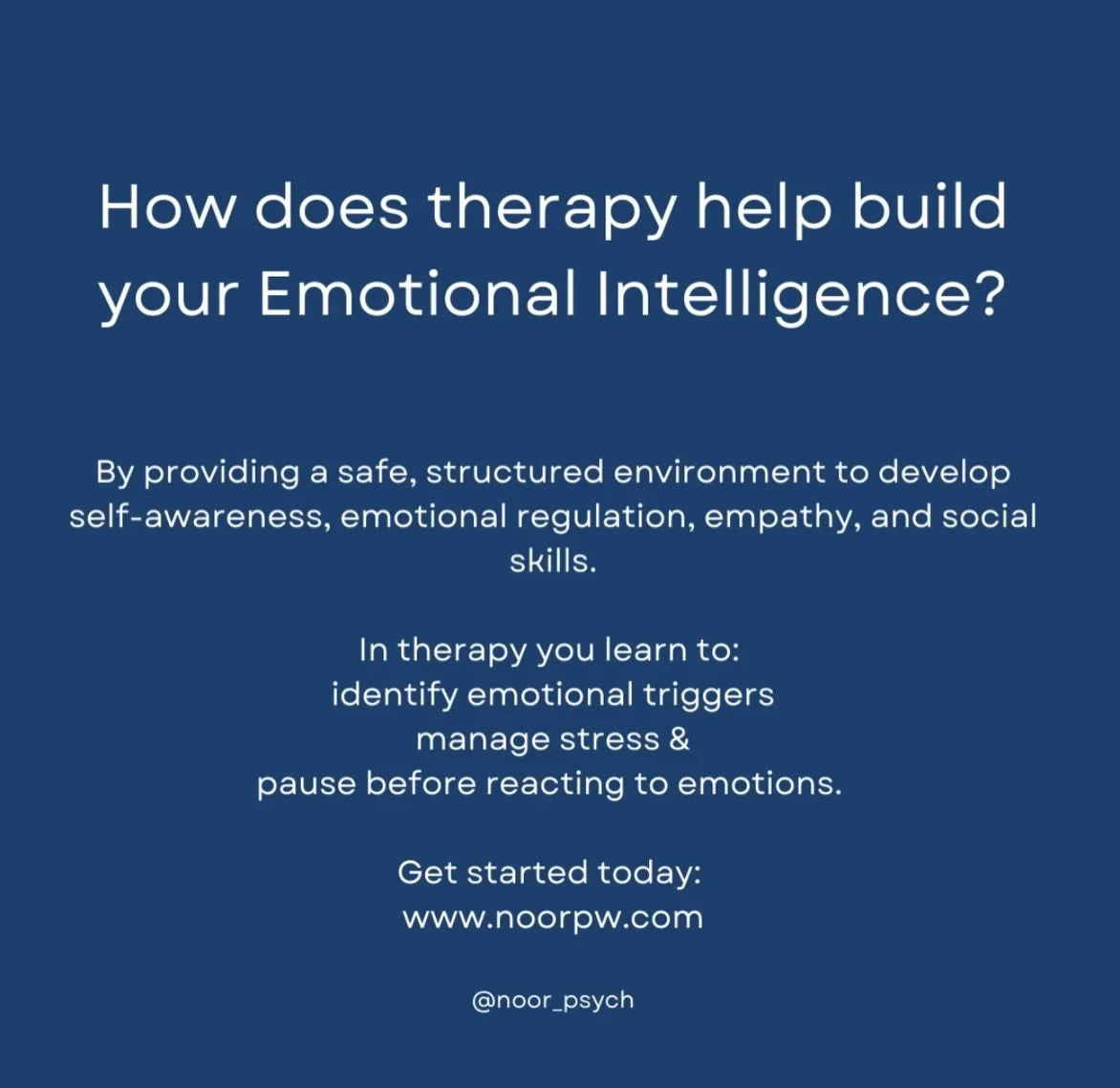 Therapy isn&rsquo;t just about healing, it is about learning yourself. When you build emotional intelligence, everything else gets easier: relationships, stress, boundaries, and self-trust. 💙 #emotionalintelligence #therapy #emotionalintelligencetra