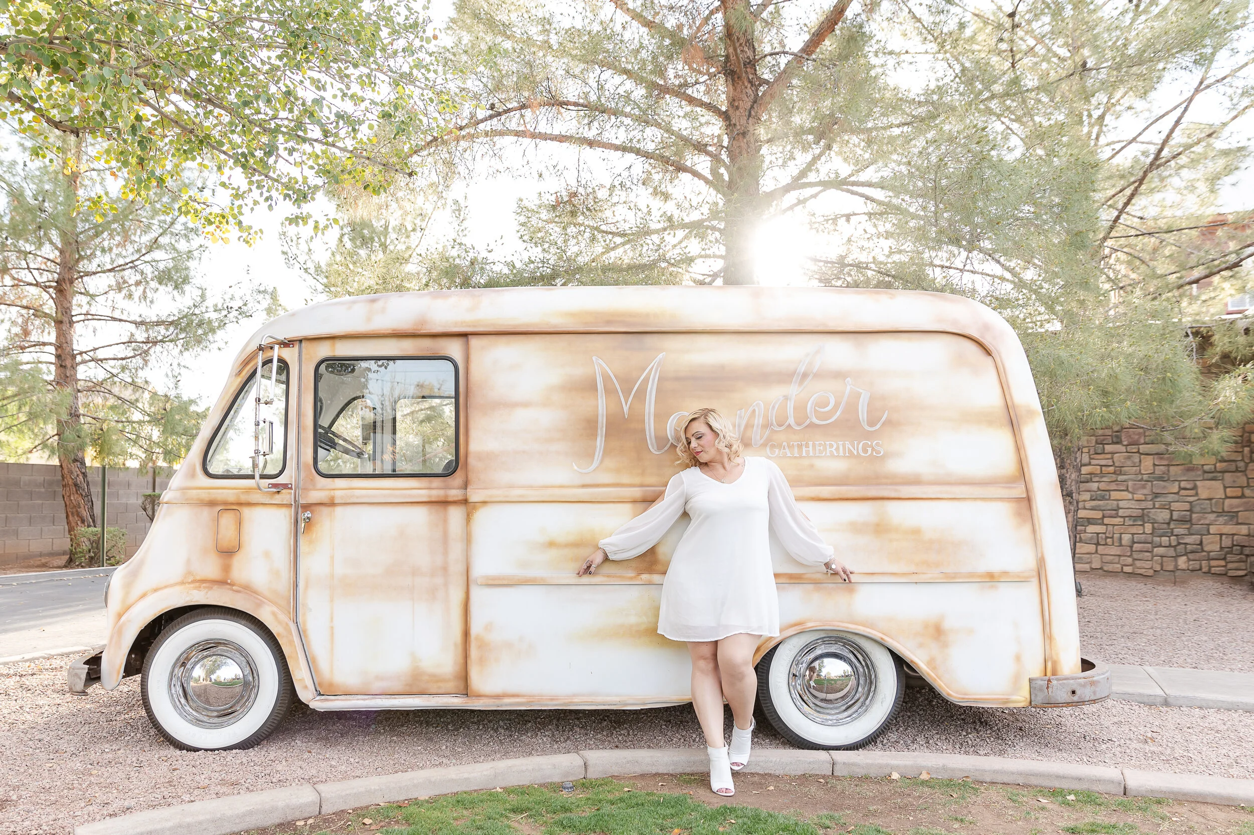 bride on the side of metro van