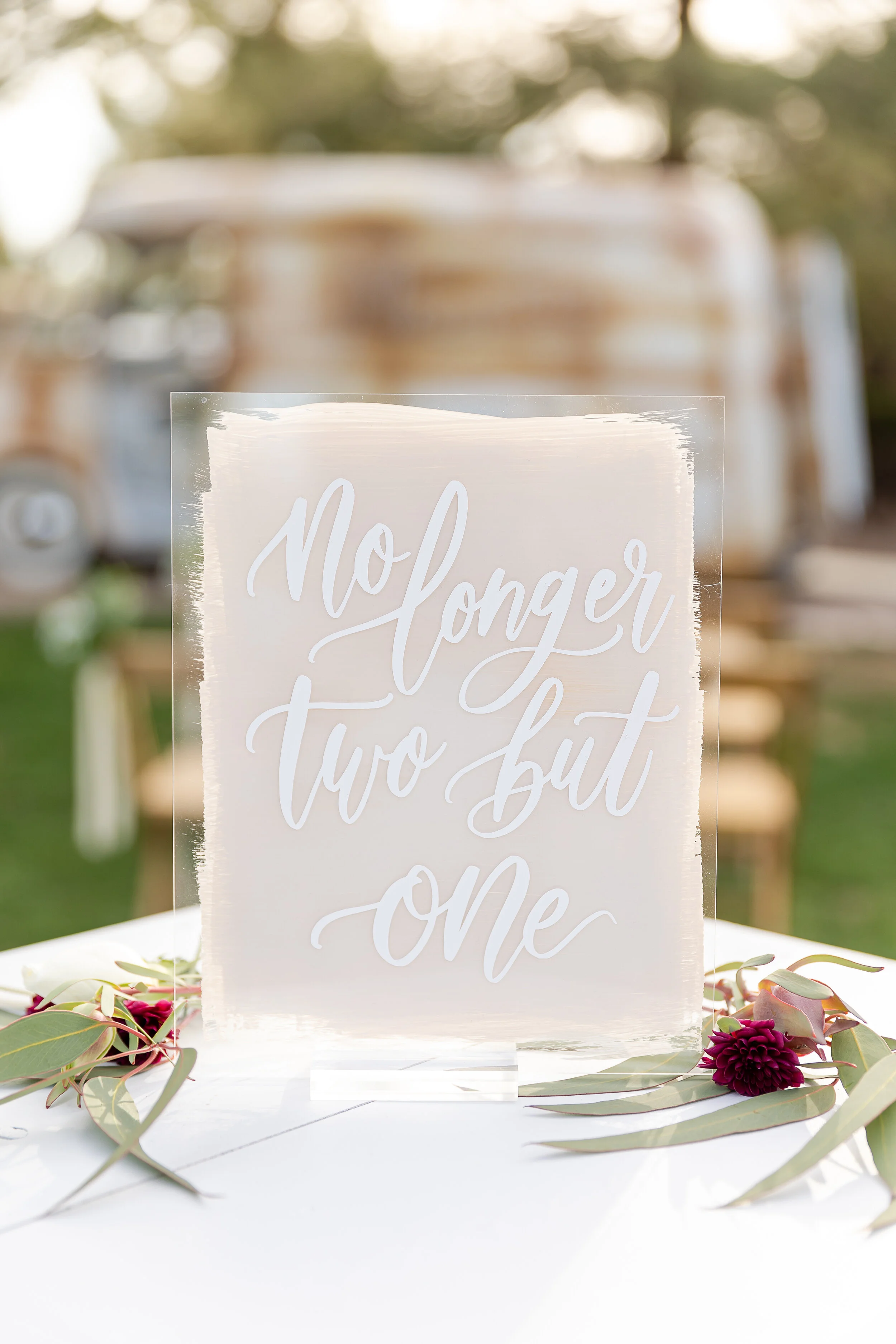 no longer two but one acrylic sign