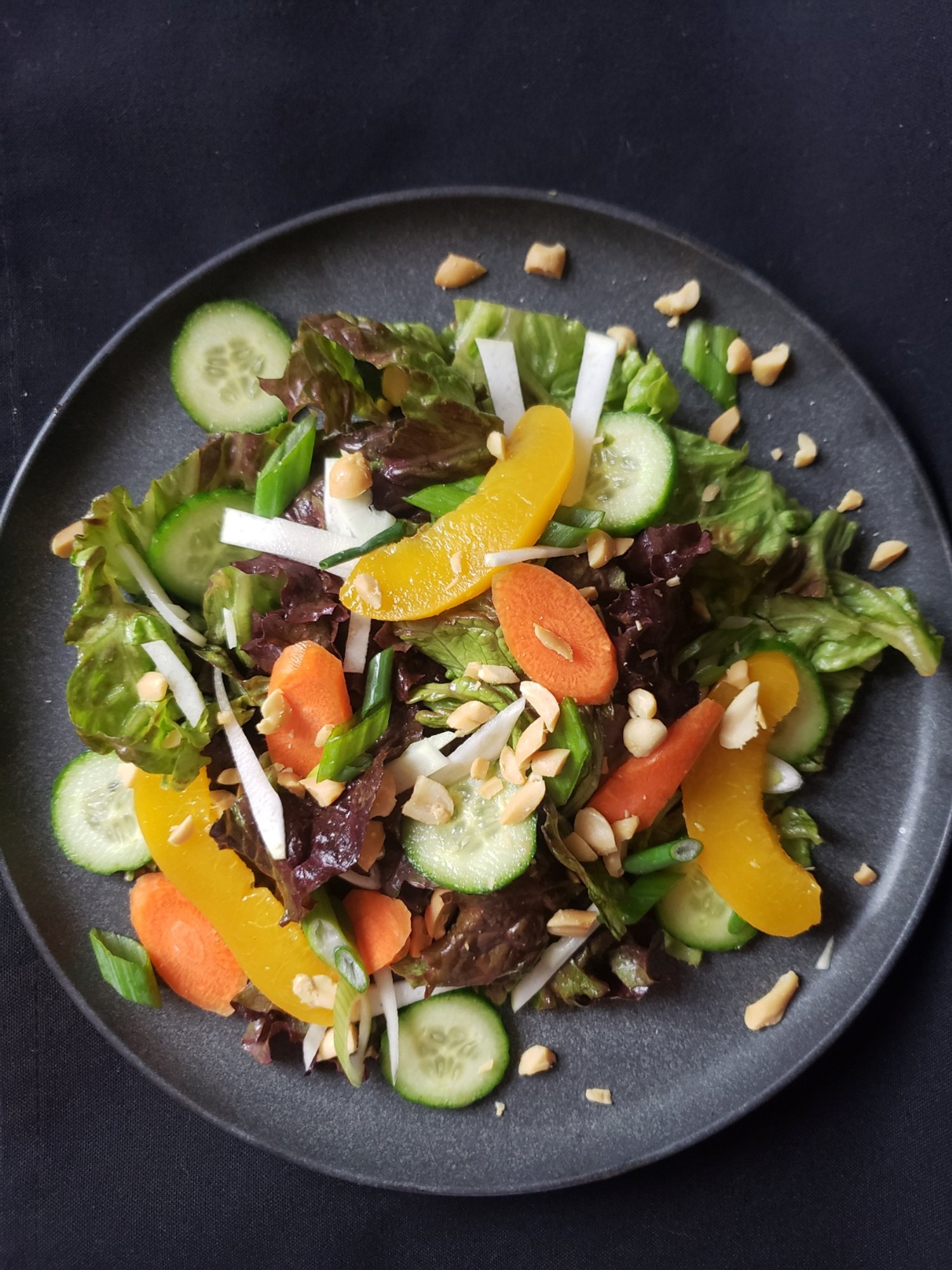 Market Salad with Peanut Dressing- Best of the Market Veggies