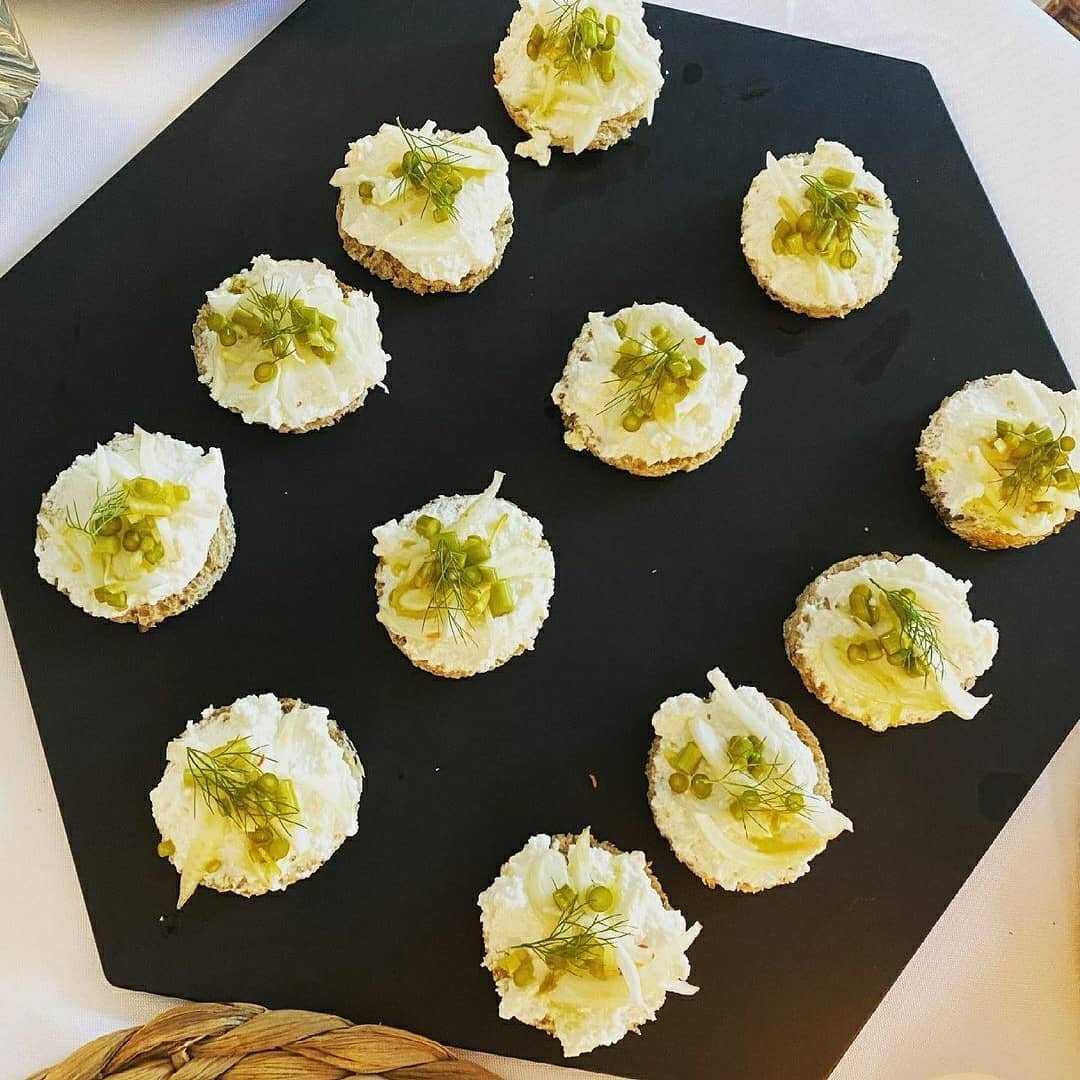 Smoked Ricotta Toast with Pickled Fennel and Garlic Scapes