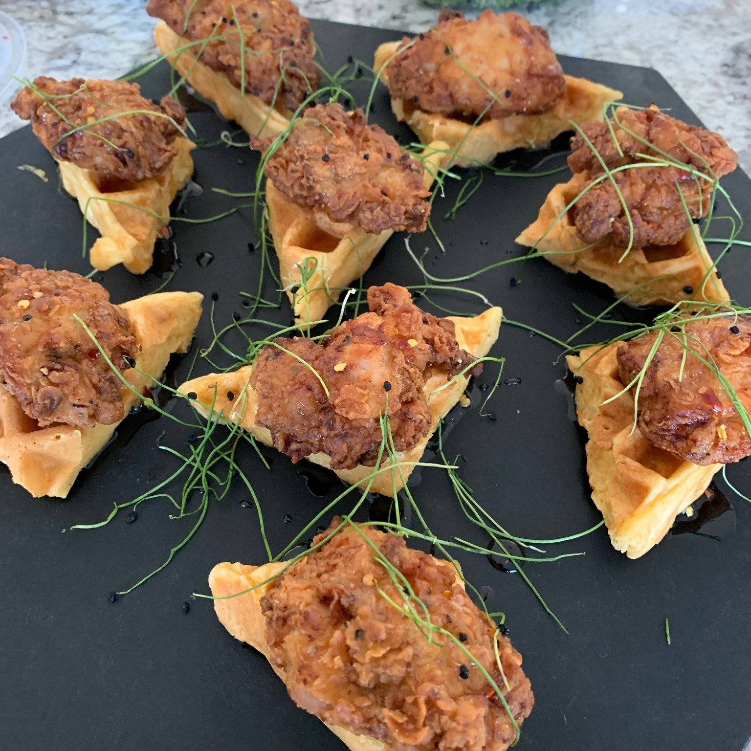 Fried Chicken + Savory Waffle Bites
