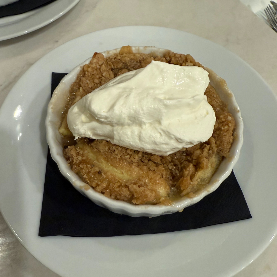 Cracked Cardamom Apple Crumble With Mascarpone Whipped Cream
