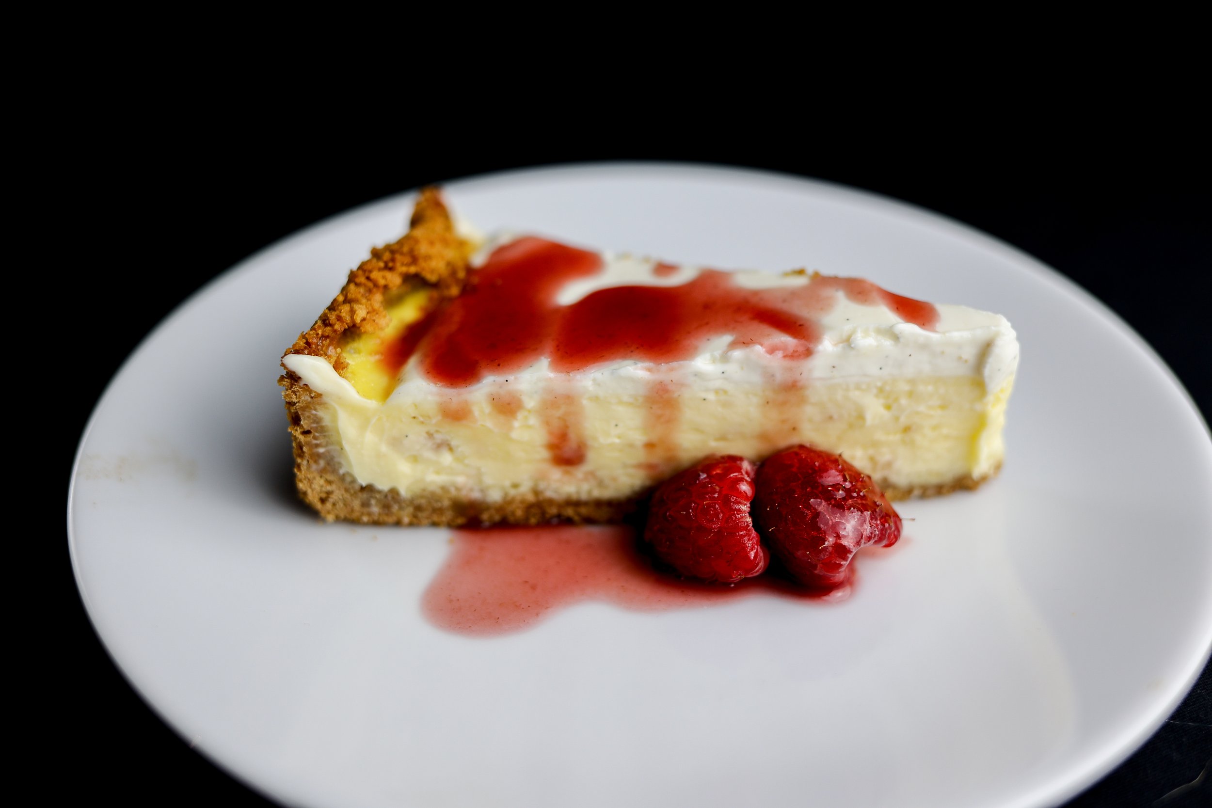 Great Aunt Helen's Cheesecake with Raspberry Coulis