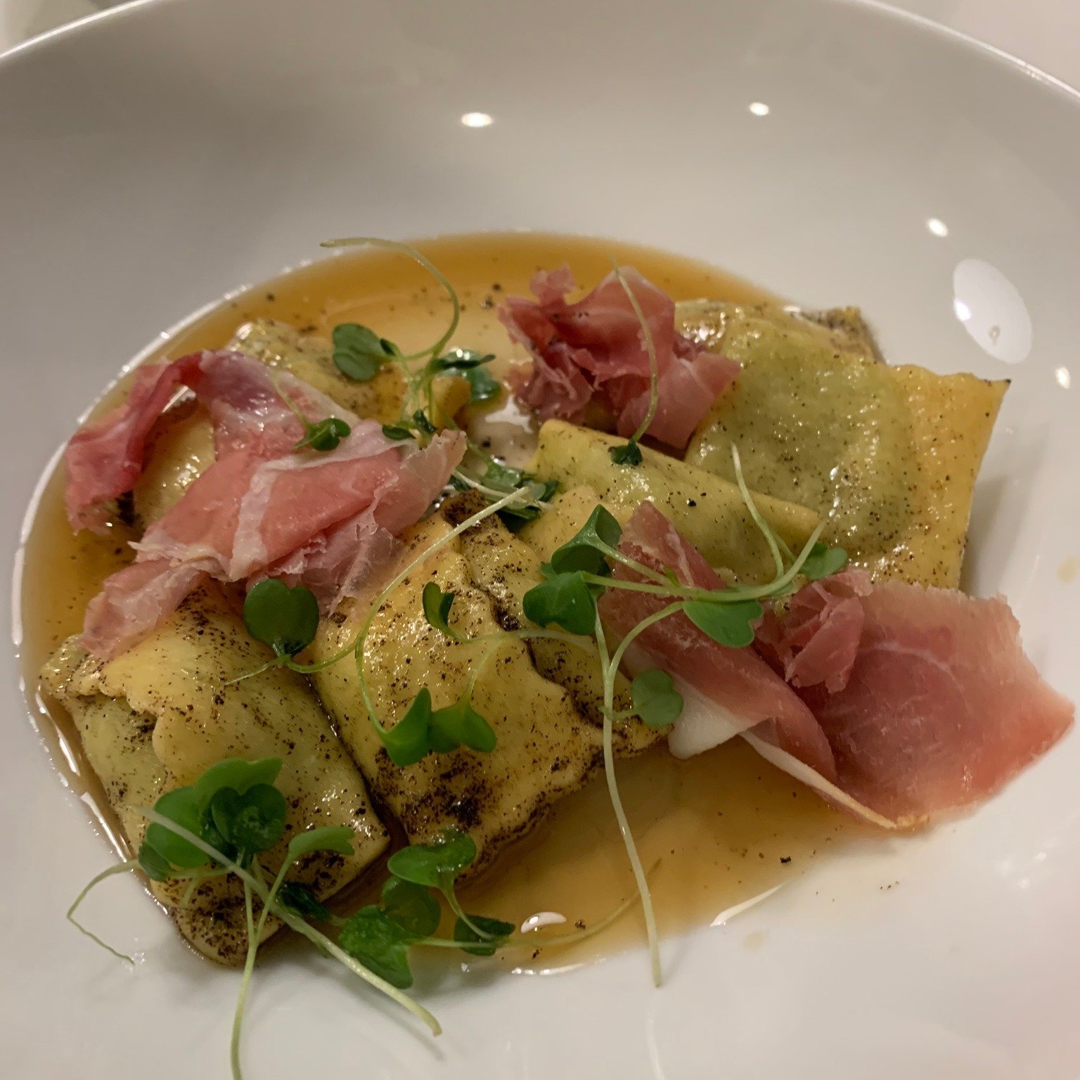 Ricotta + Pea agnolotti in Brown Butter Sauce