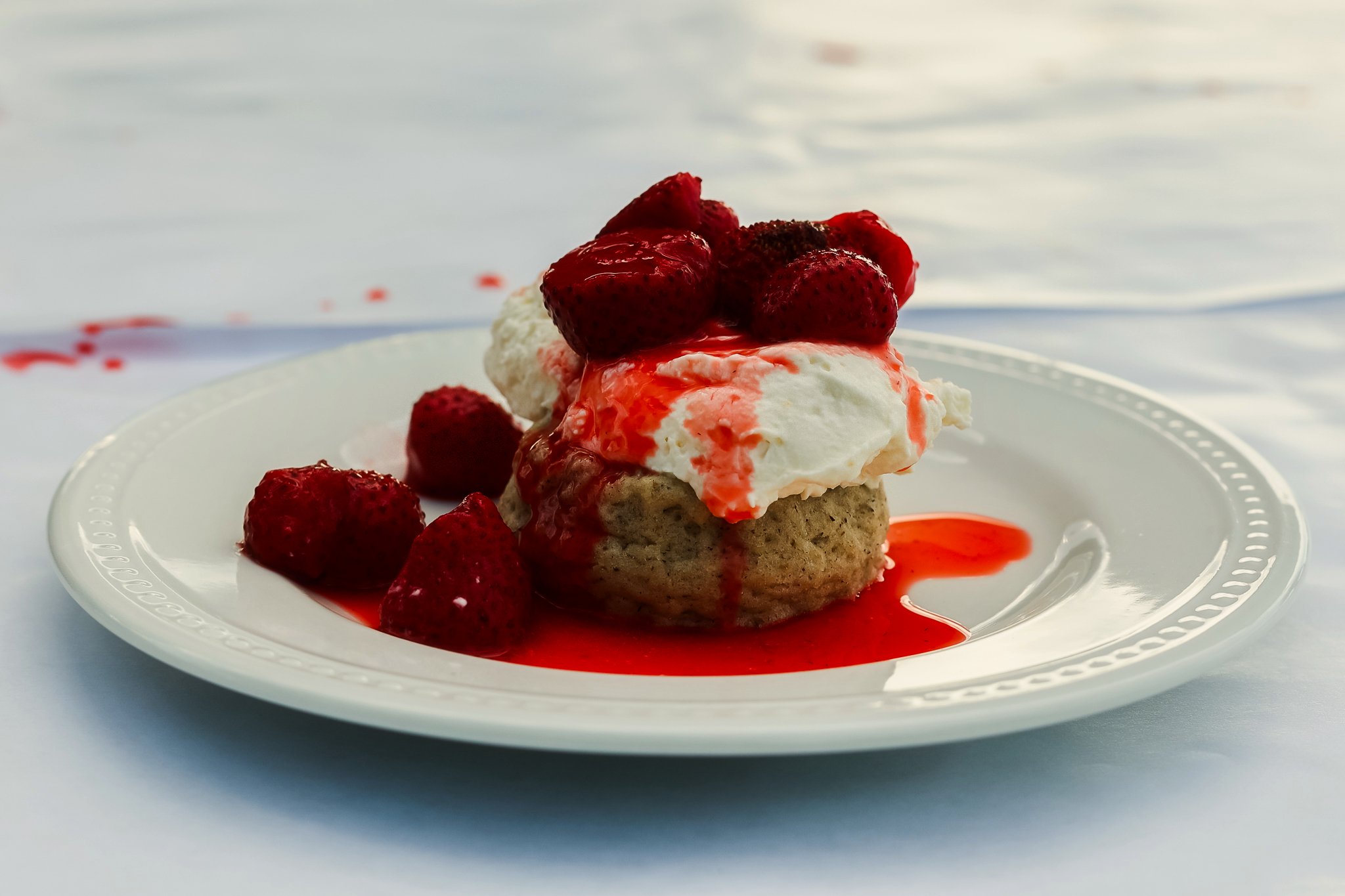 Buckwheat Biscuit with Roasted Strawberries and Lemon Curd Whip