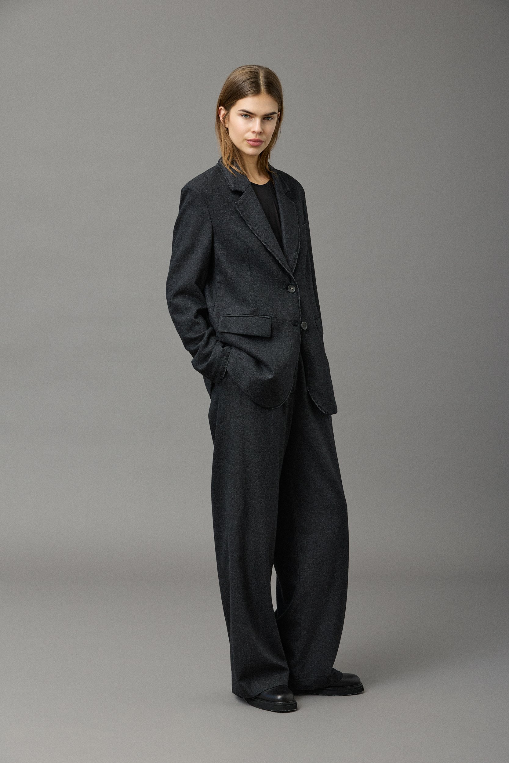 Kristensen du Nord Cashmere Wool Jacket and pants in grey melange wool cashmere blend — Sabine Kohler Boutique 1.jpg
