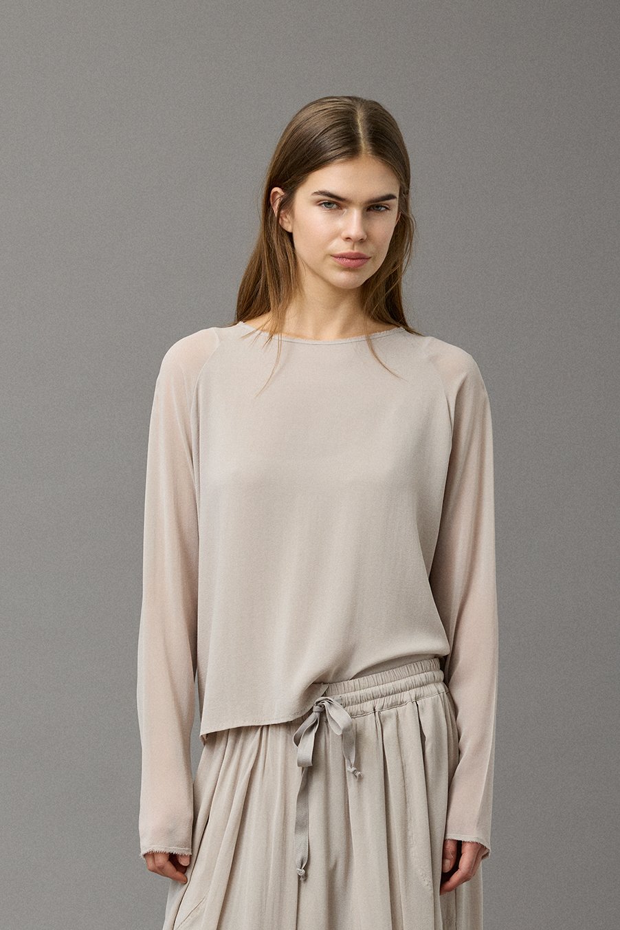 KRISTENSEN DU NORD SILK GEORGETTE RAGLAN BLOUSE