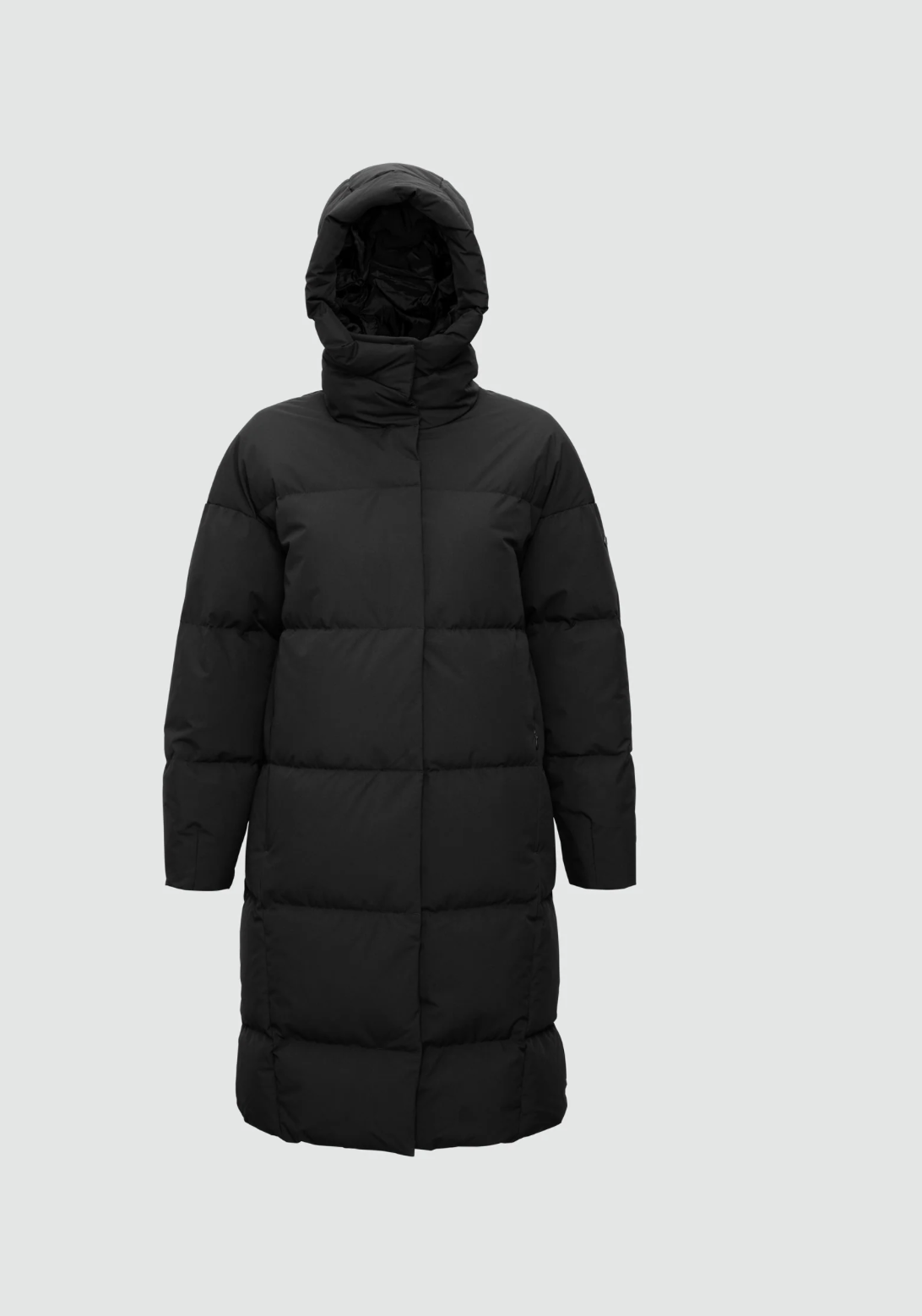 Scandinavian Edition Swell III Down Coat in black with fixed hood and quilted design — Sabine Kohler Boutique 1.png