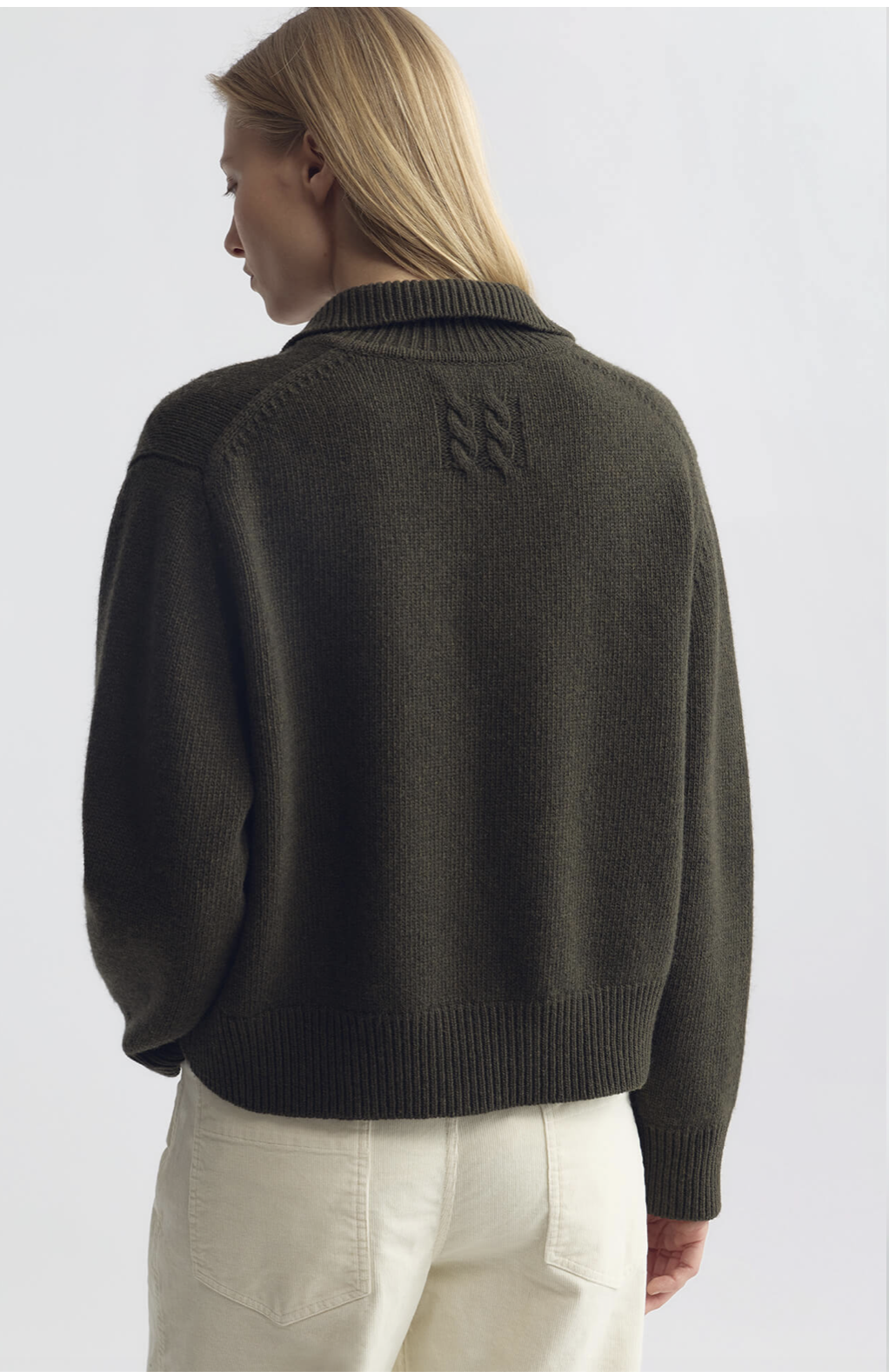 Nili Lotan Renata Wool Sweater in Dark Pine Melange with horn buttons — Sabine Kohler Boutique 2.png