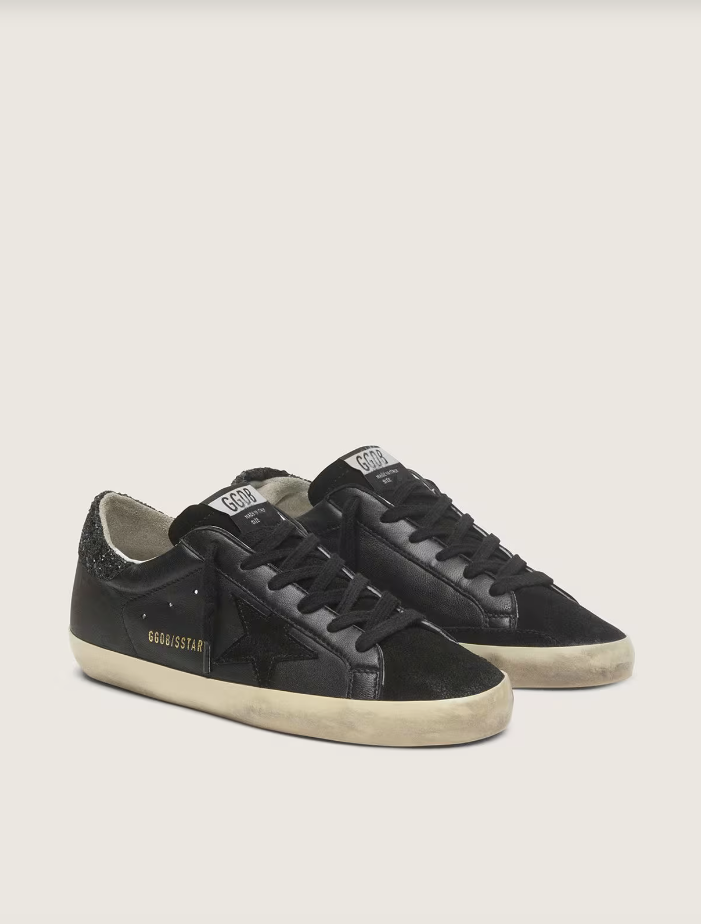GOLDEN GOOSE SUPER STAR NAPPA UPPER SUEDE AND GLITTER HEEL