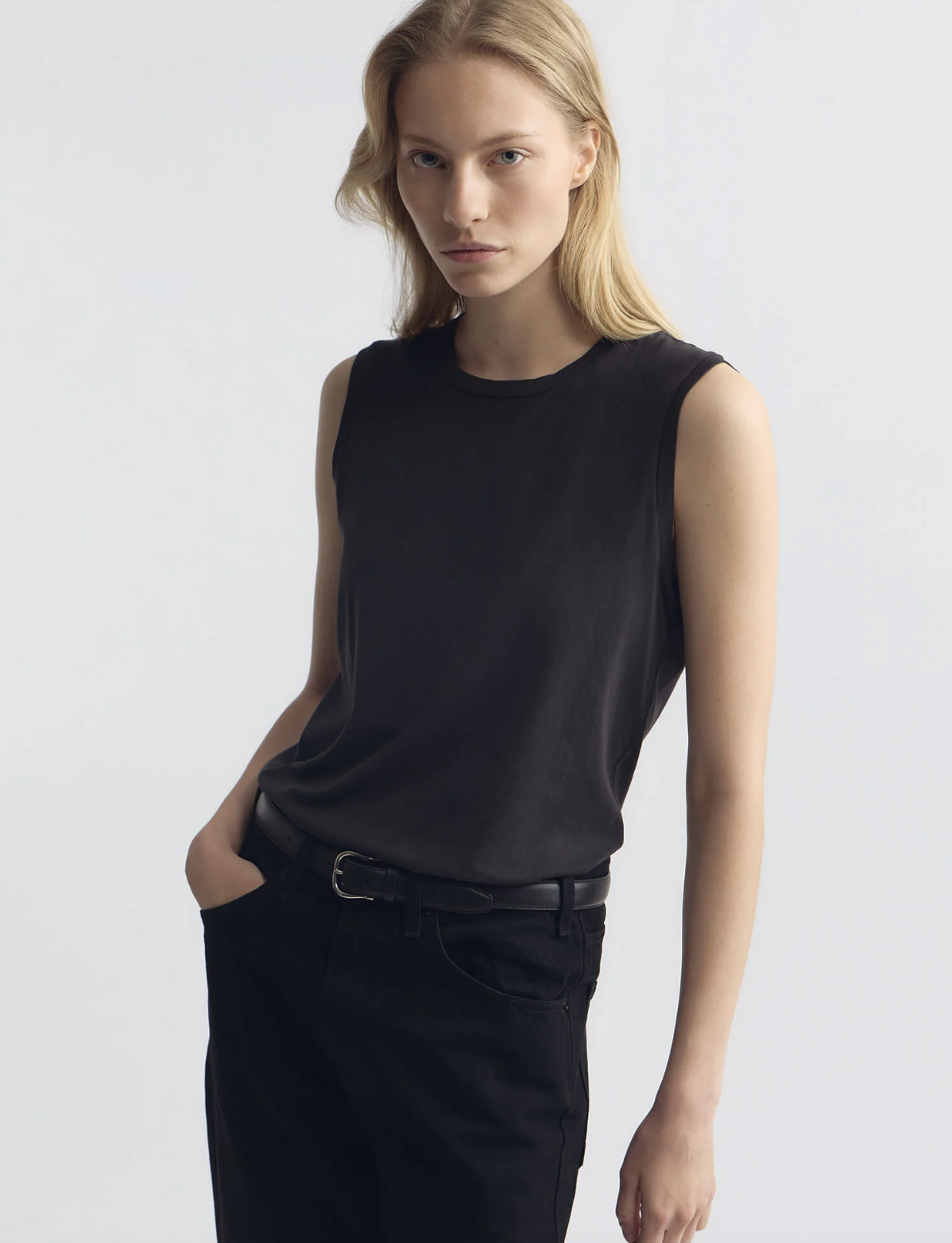Nili Lotan Muscle Tee in Carbon with straight fit — Sabine Kohler Boutique.png