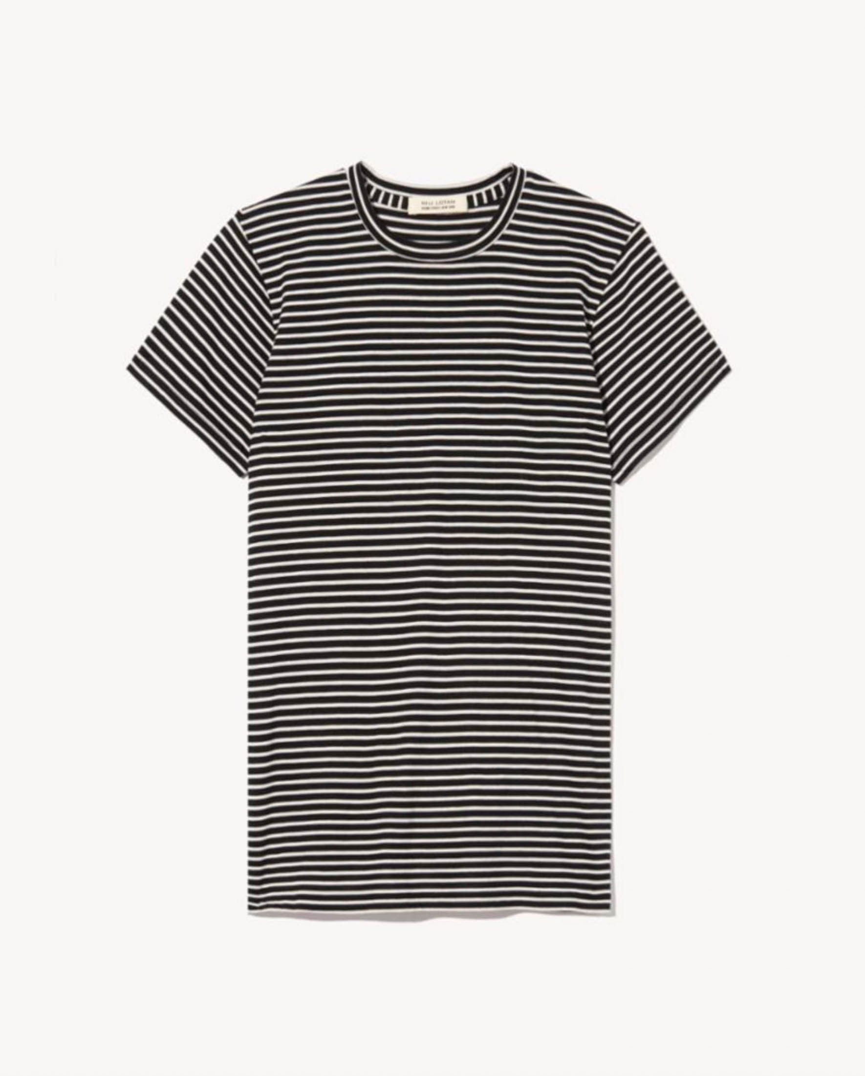 NILI LOTAN LANA CREWNECK TEE BLACK/IVORY STRIPE