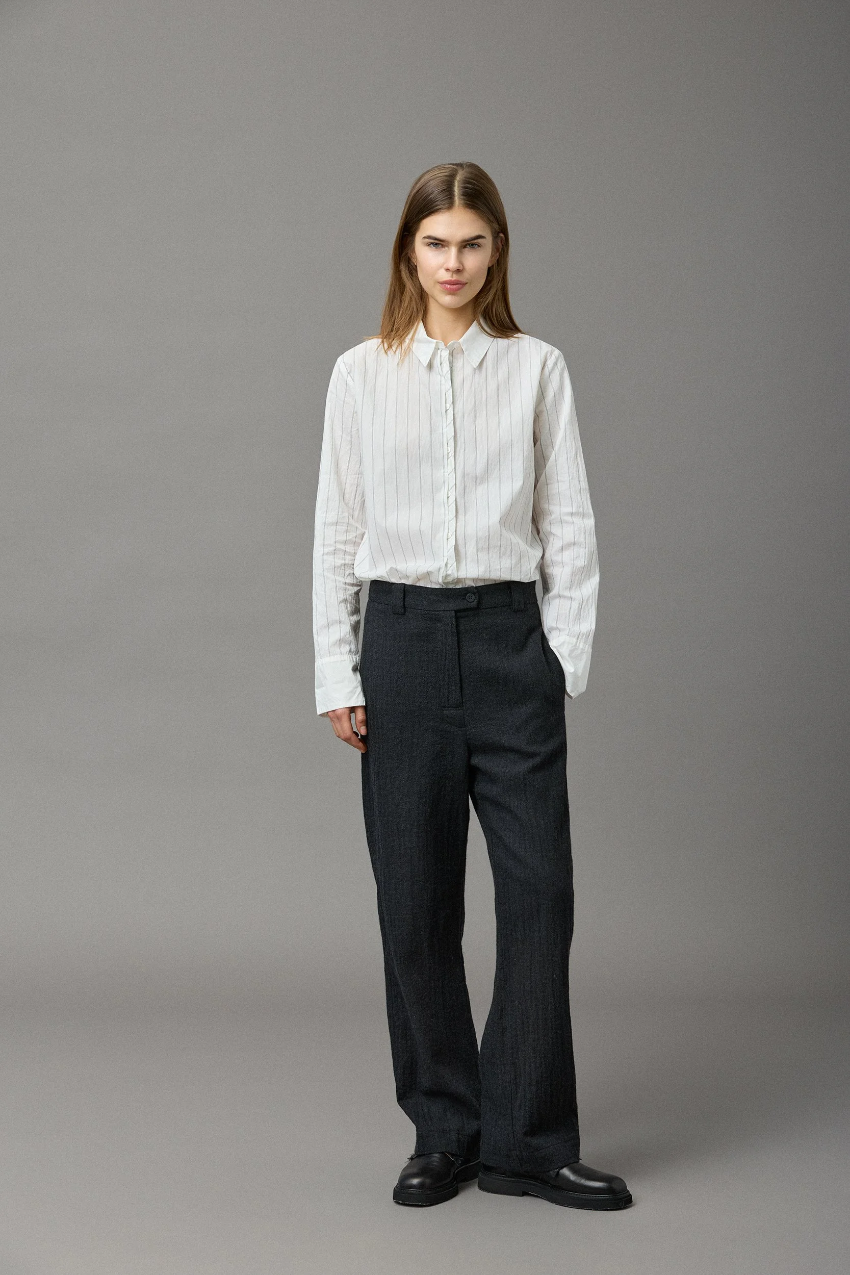 Kristensen du Nord Light Wool Wide Pants in grey melange virgin wool — Sabine Kohler Boutique.jpg