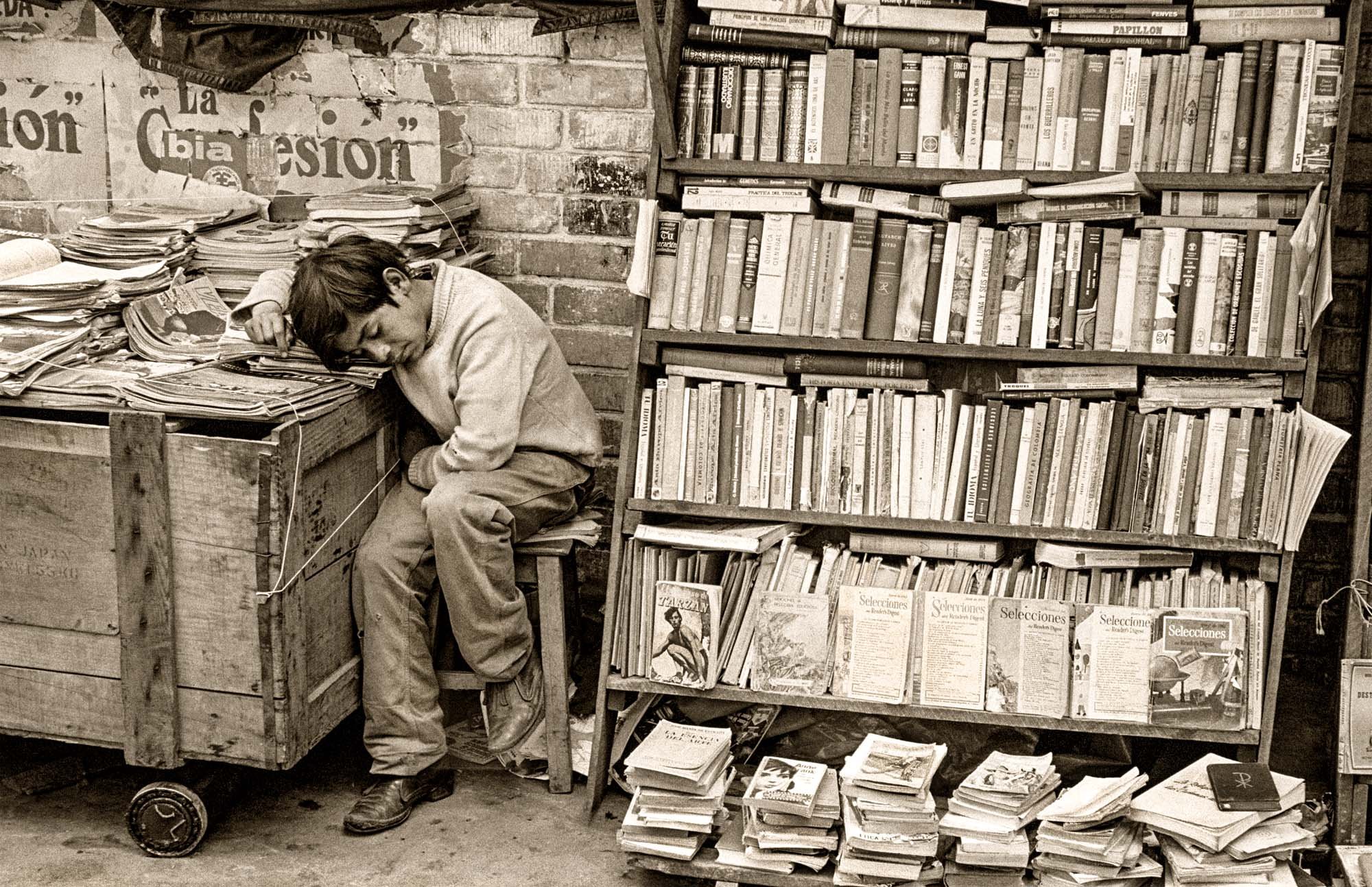 Boy Sleeping with Books