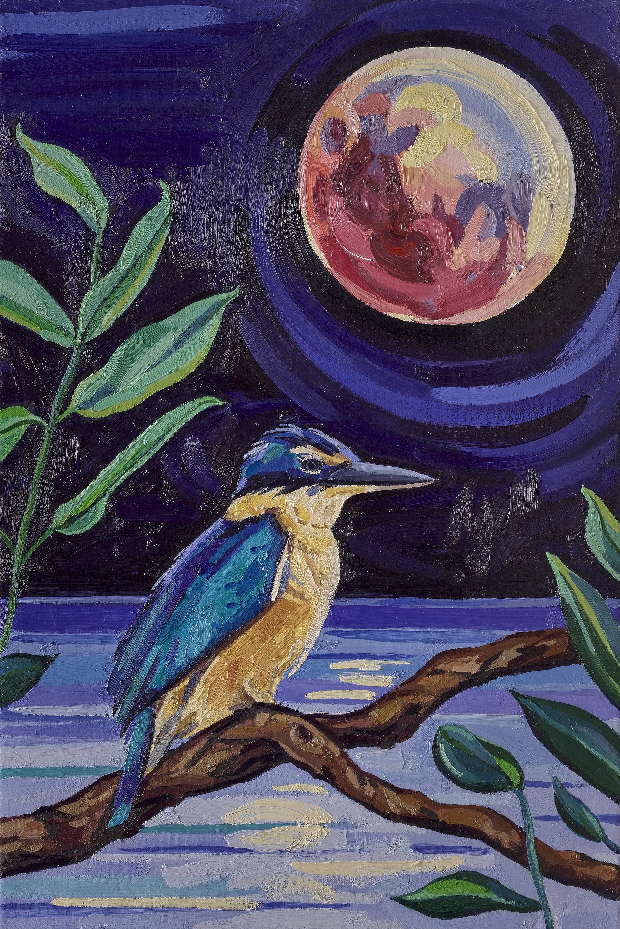 Midnight Kōtare / King Fisher, 2025, oil on linen, 60 x 40 cm, £3000