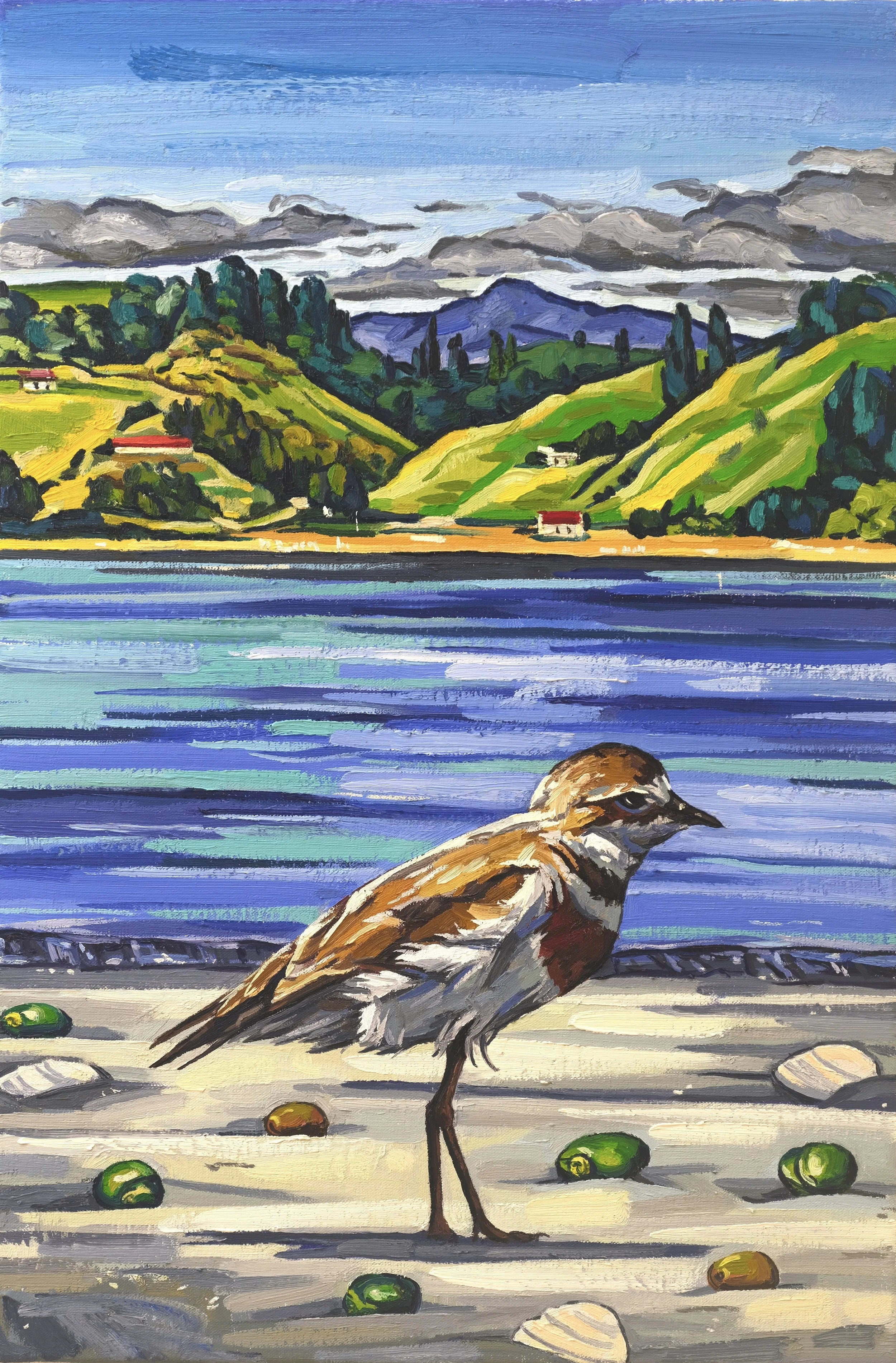 Banded Dotteral at Ohiwa Harbour, 2022, oil on linen, 60 x 40 cm, NFS
