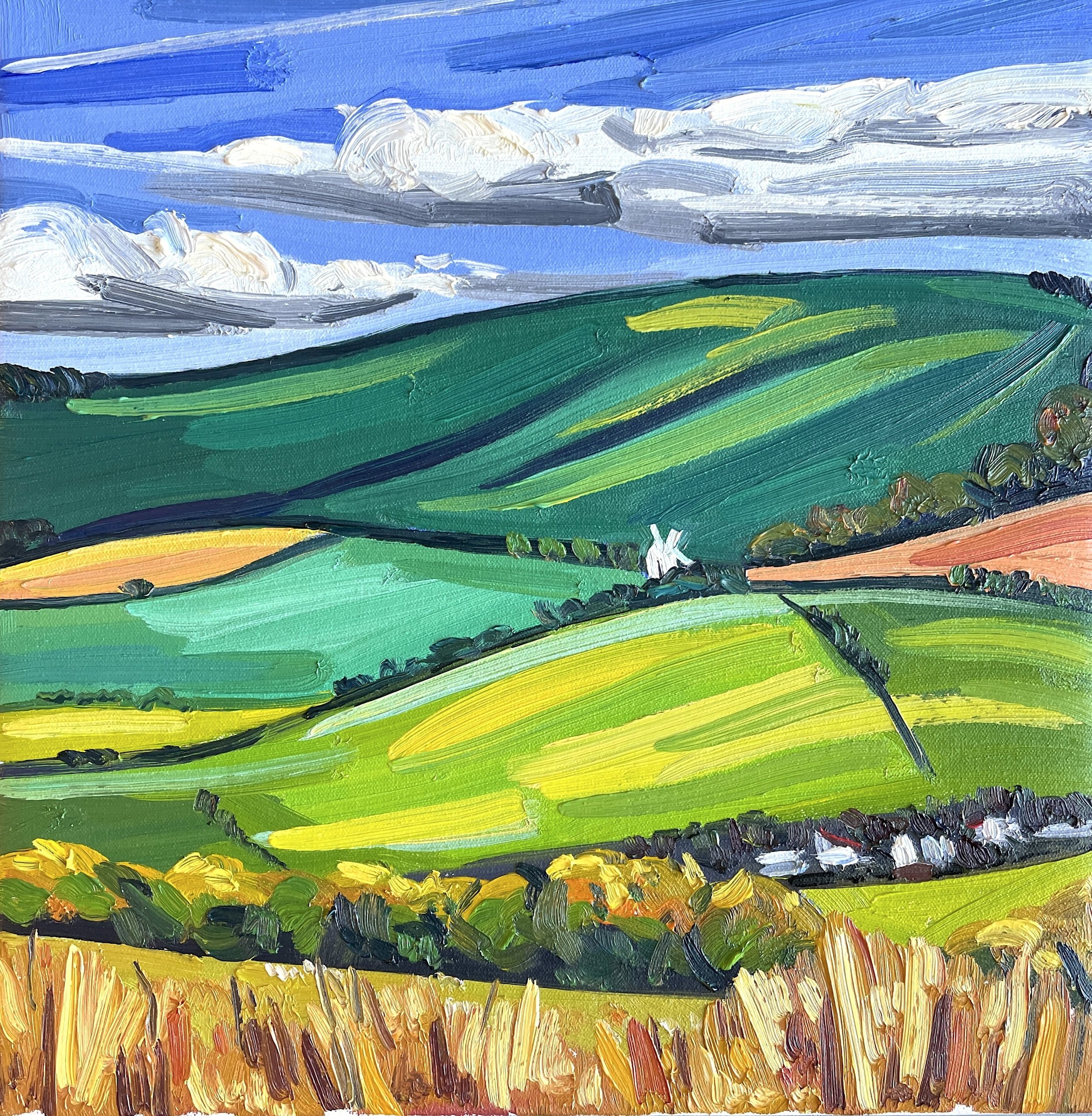 Ravilious Country II, 2024, oil on canvas, 30 x 30 cm, £650