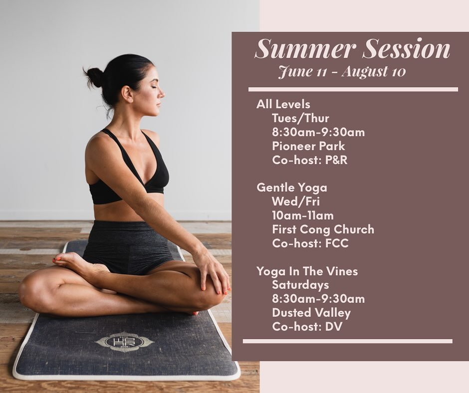 Weekly public classes coming soon to a Walla Walla near you for a Summer Session!

Excited to be back out 

@dustedvalleywine on Saturdays 8:30am-9:30am

@wallawallapr in Pioneer Park on Tues/Thurs 8:30am-9:30am

@ First Congregational Church (Gentle